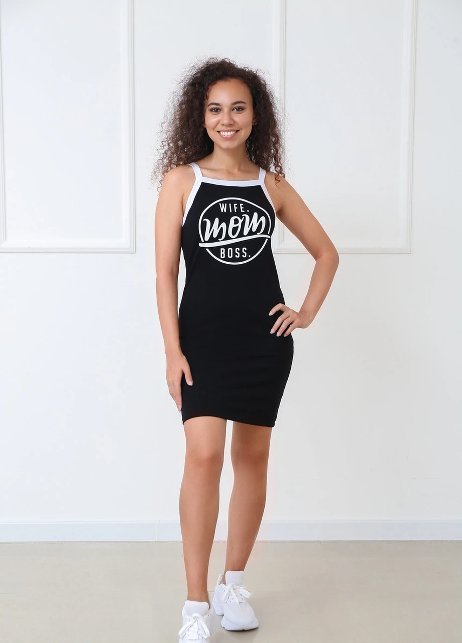 Чорна кежуал трикотажне плаття-майка Fashion Girl однотонна