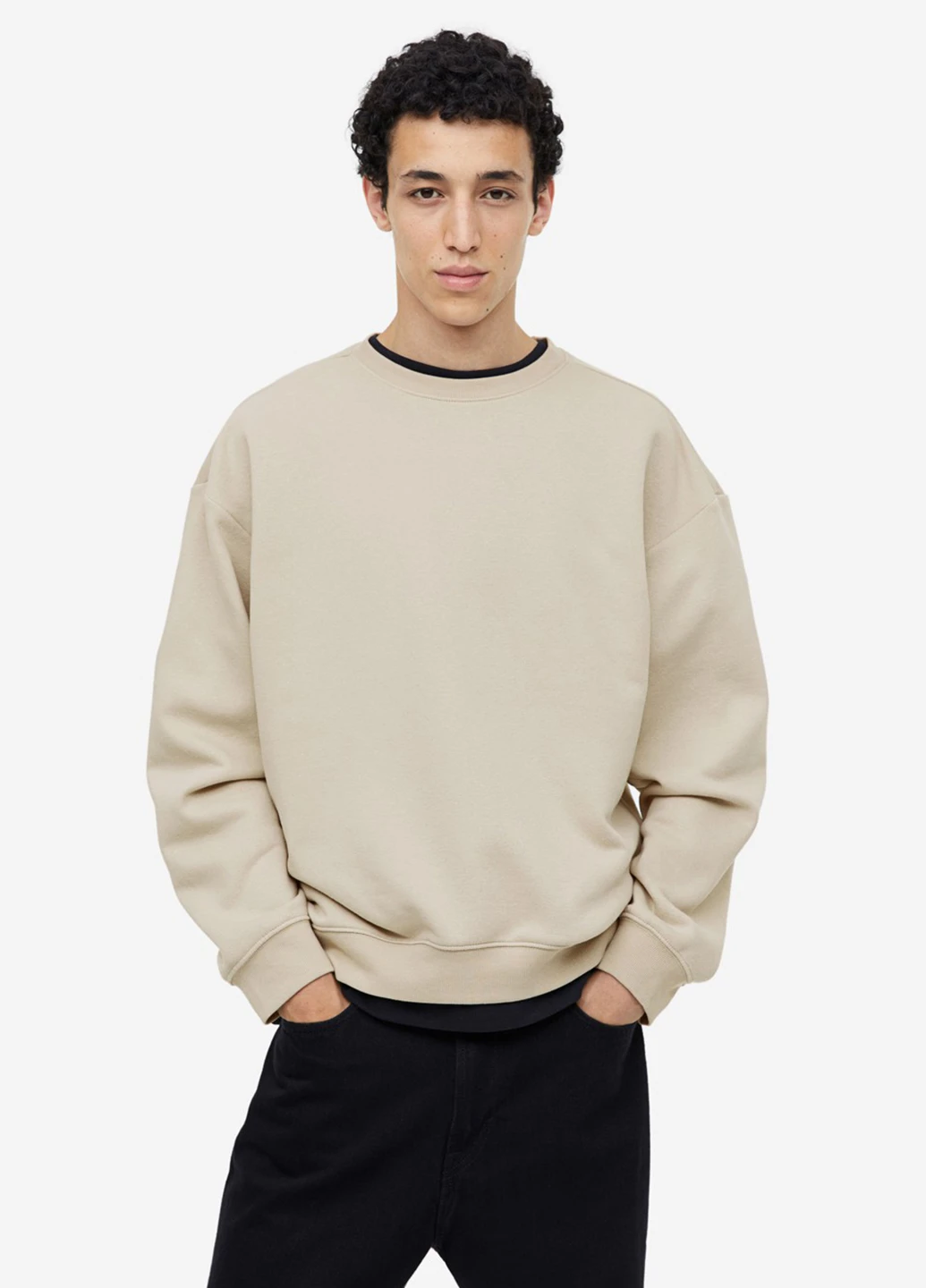 Бежевий світшот H&M однотонний без декору (300466243)