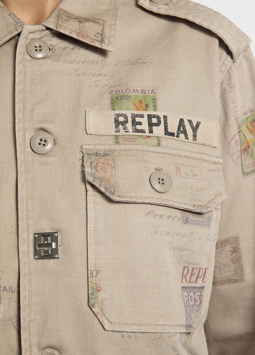 Бежевая кэжуал рубашка с рисунком Replay