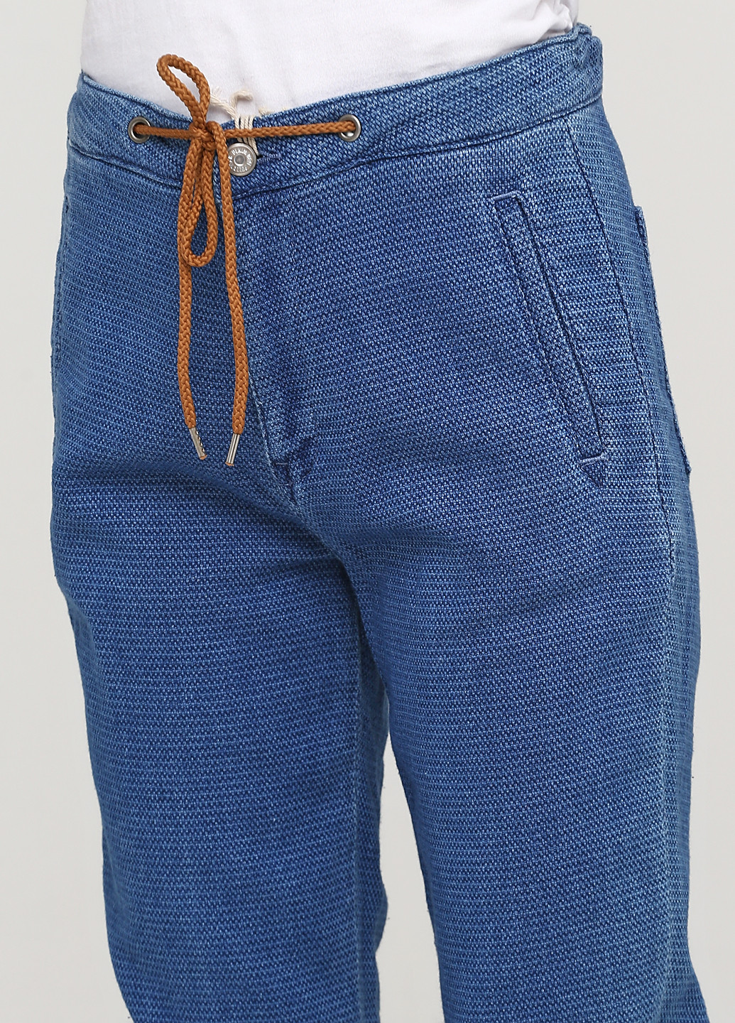 Синие кэжуал демисезонные зауженные брюки Pull&Bear