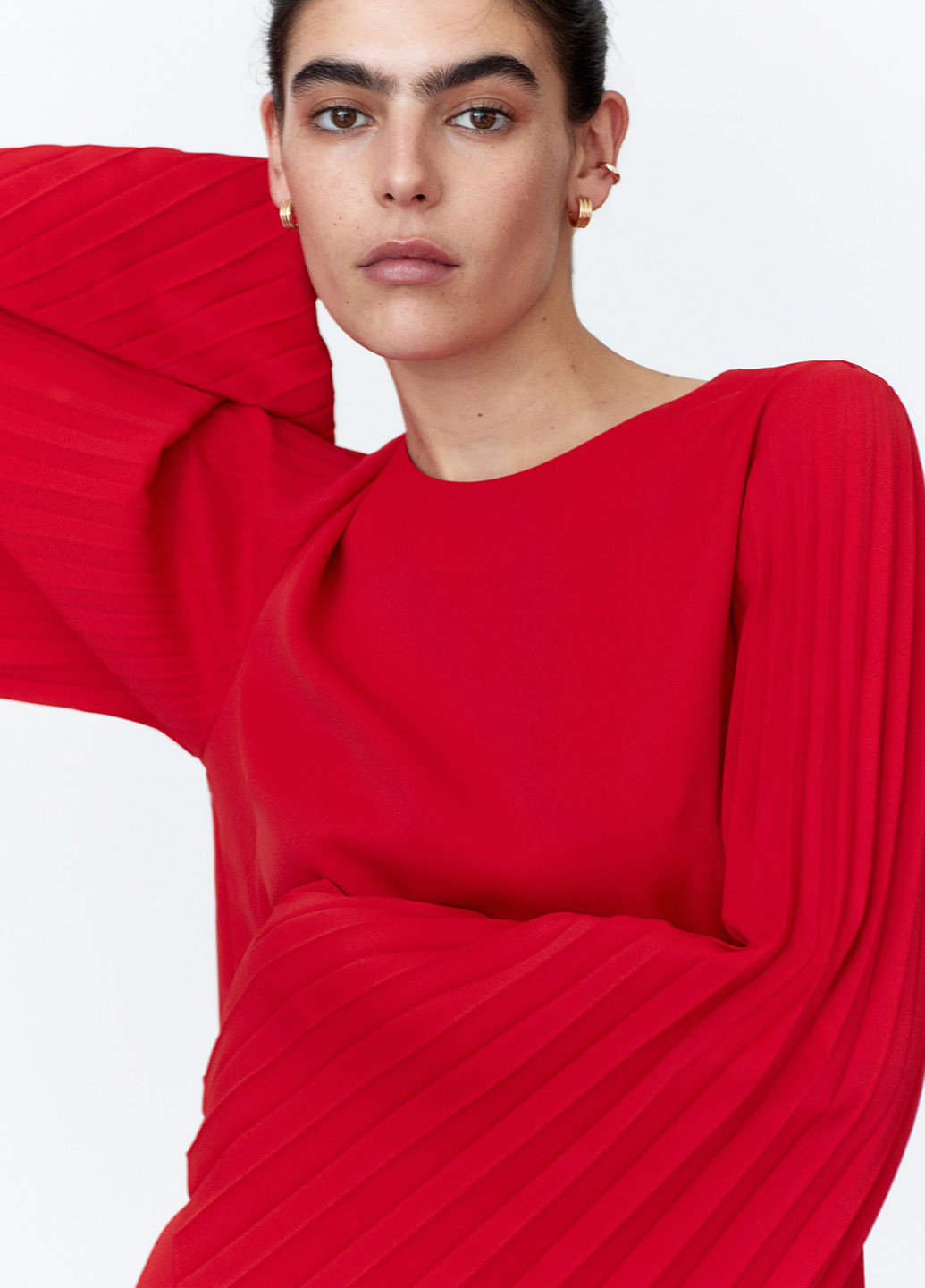 Червона святковий, кежуал сукня H&M однотонна