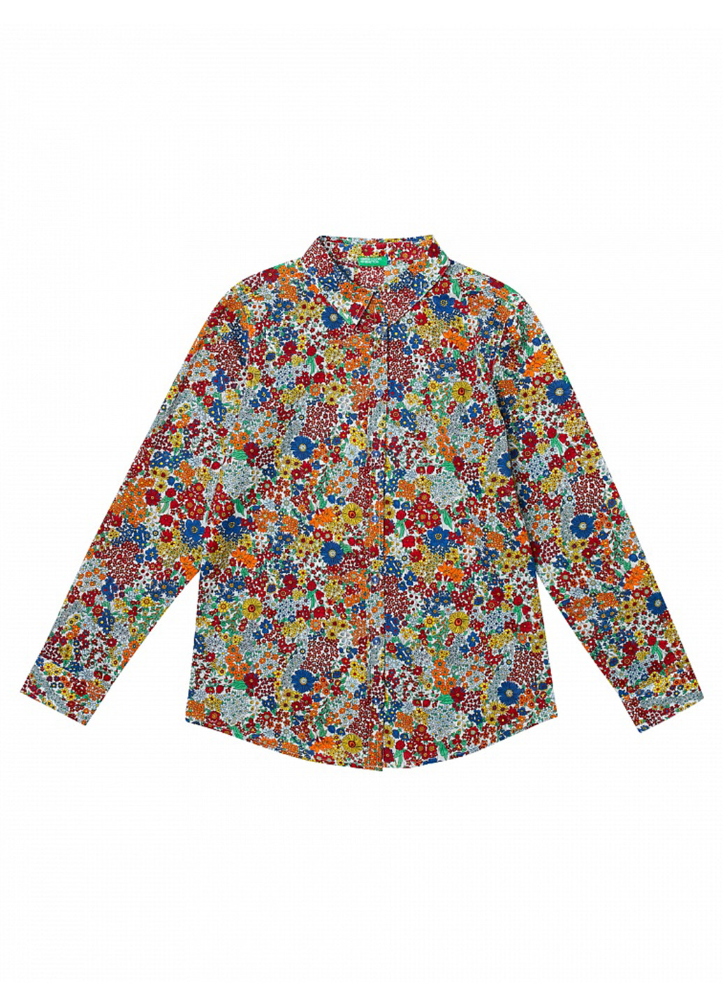 Салатовая кэжуал рубашка с цветами United Colors of Benetton