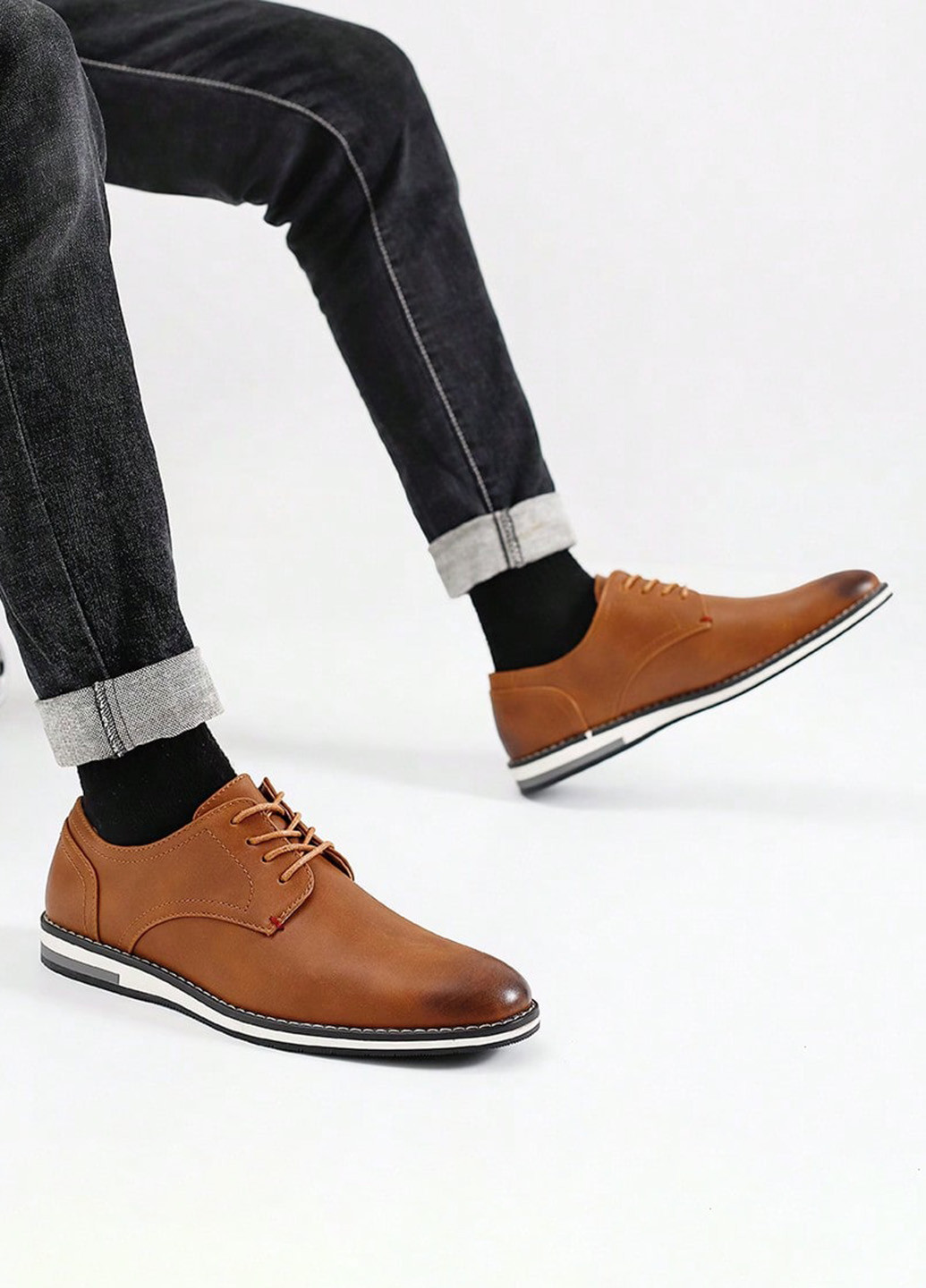 Коричневые кэжуал туфли SHEIN на шнурках