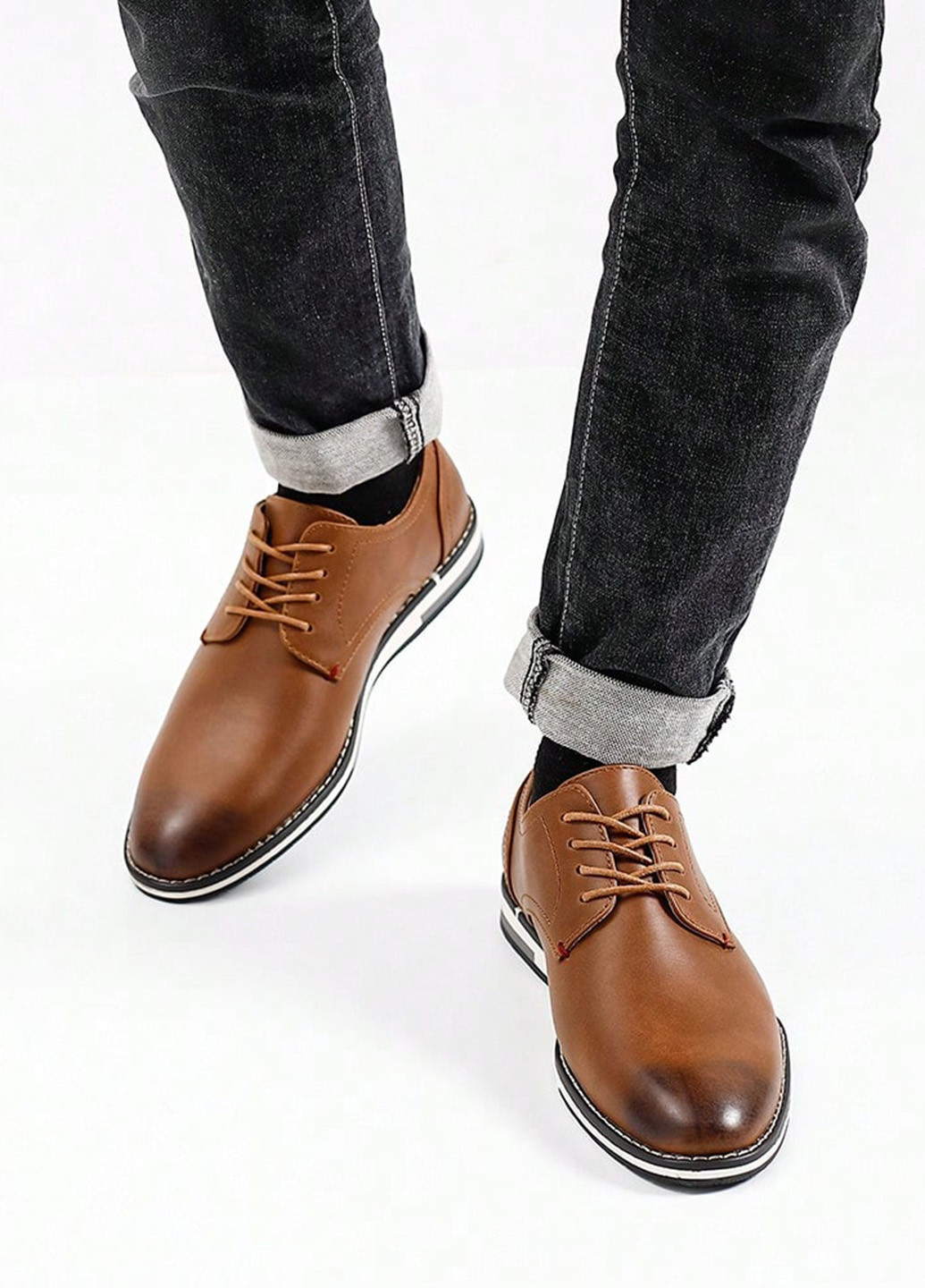 Коричневые кэжуал туфли SHEIN на шнурках