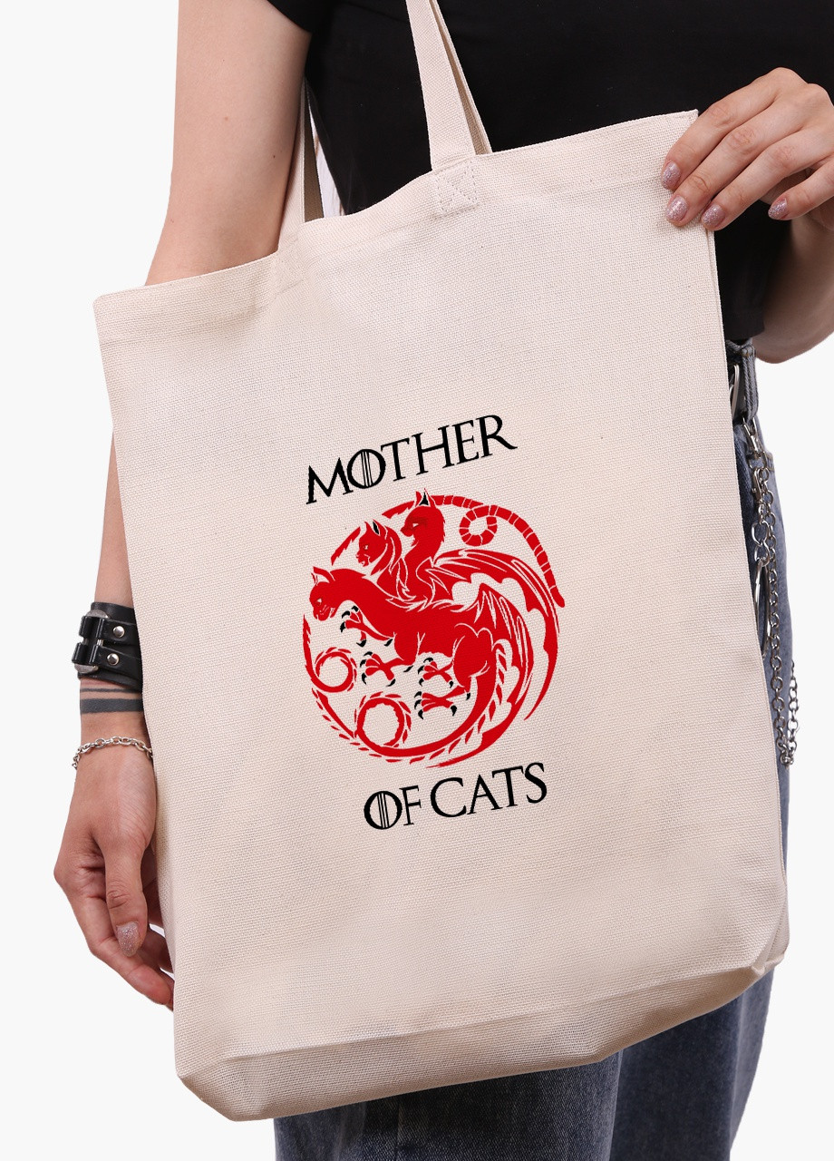 Эко сумка шоппер белая Мать котов (Mother Of Cats) (9227-2015-WTD) Еко сумка шоппер біла 41*39*8 см MobiPrint (215952309)