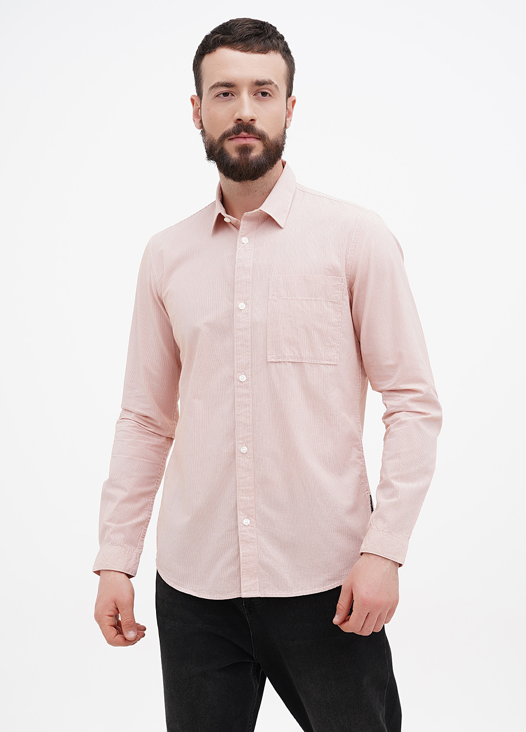 Светло-розовая кэжуал рубашка в полоску Tom Tailor