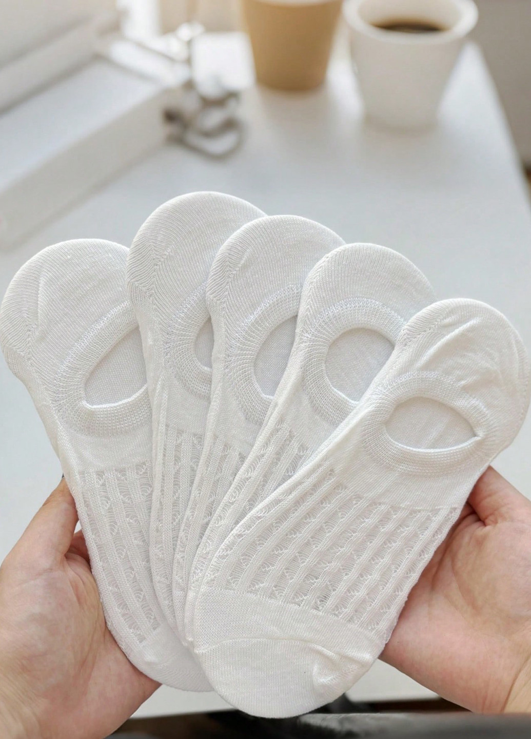 Белые носки (5 пар) SHEIN однотонные (365440353)