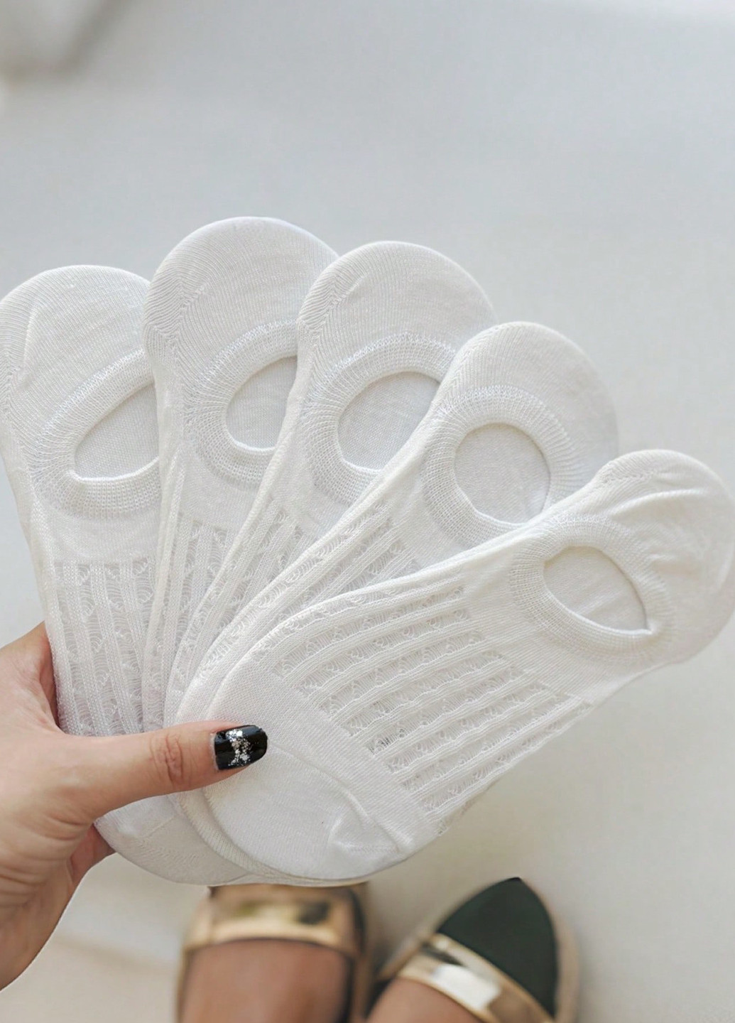 Белые носки (5 пар) SHEIN однотонные (365440353)