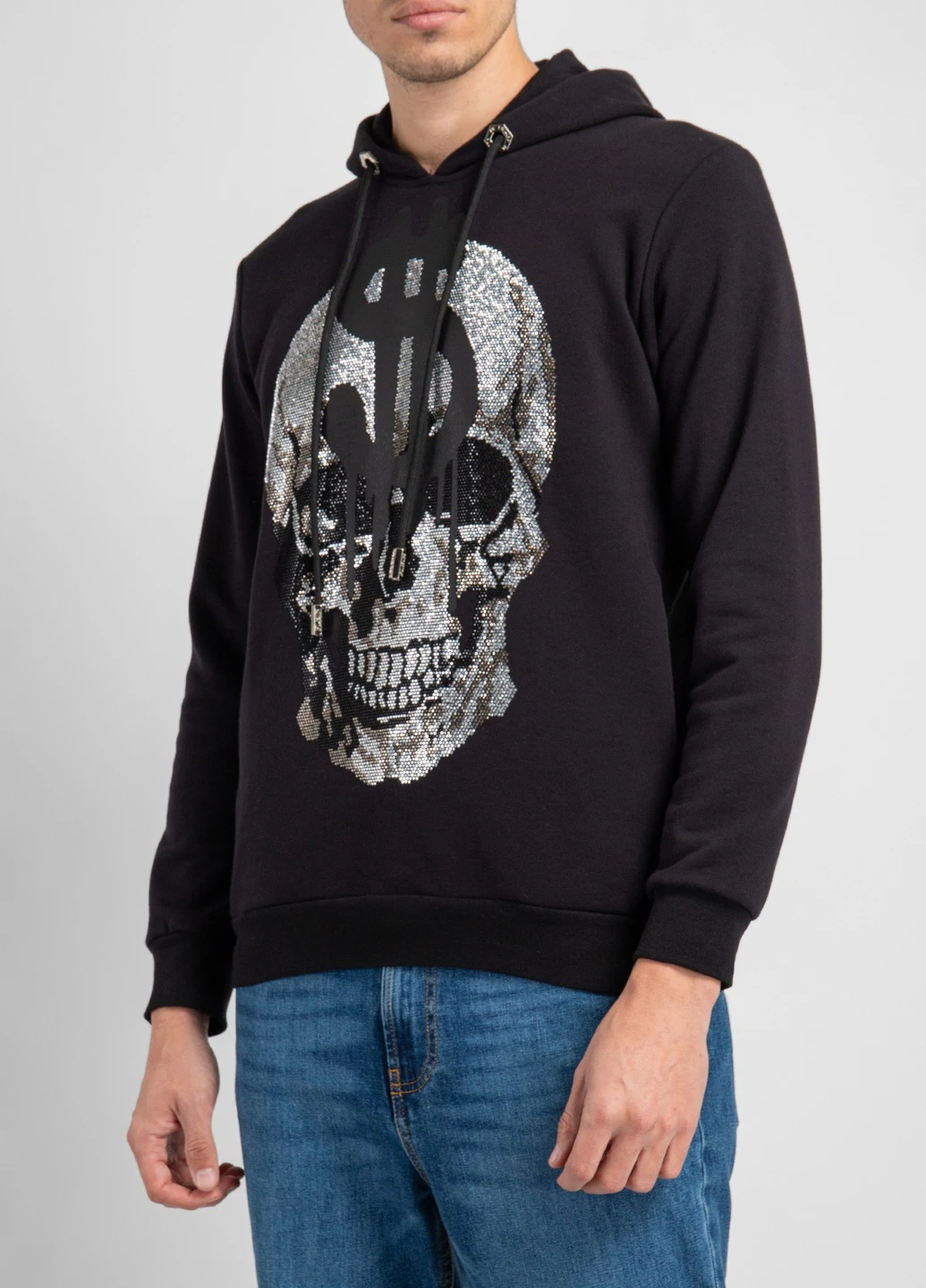 Черный хлопковый худи Crystal Skull Philipp Plein (251176555)