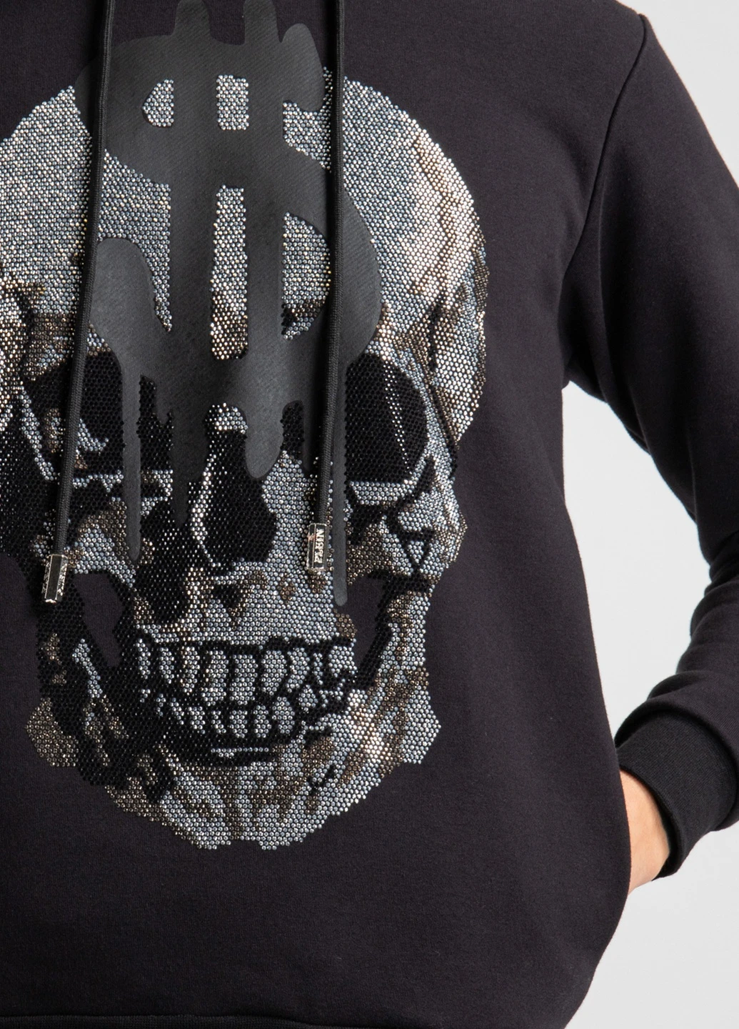 Черный хлопковый худи Crystal Skull Philipp Plein (251176555)