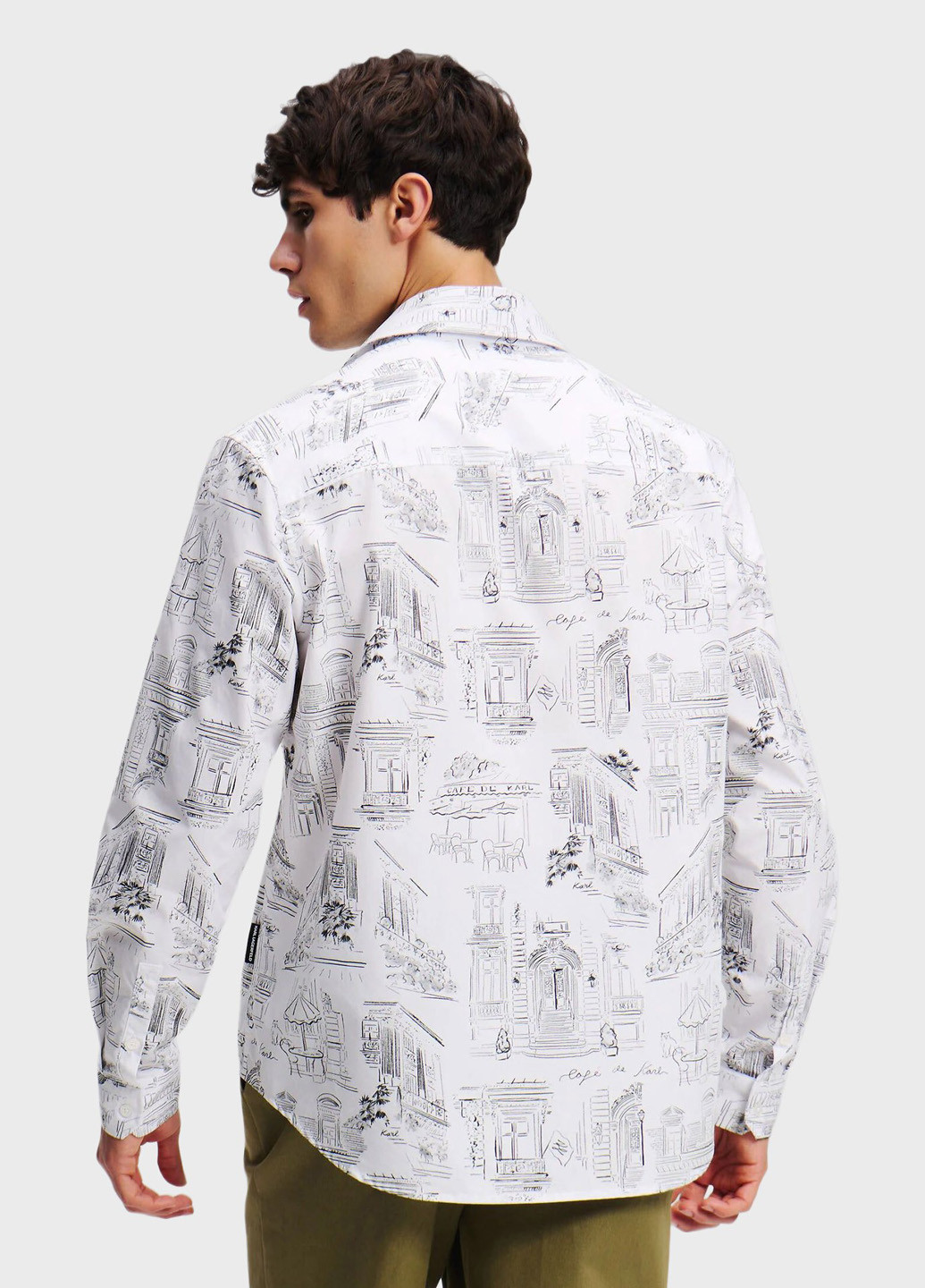 Белая классическая, кэжуал рубашка с рисунком Karl Lagerfeld