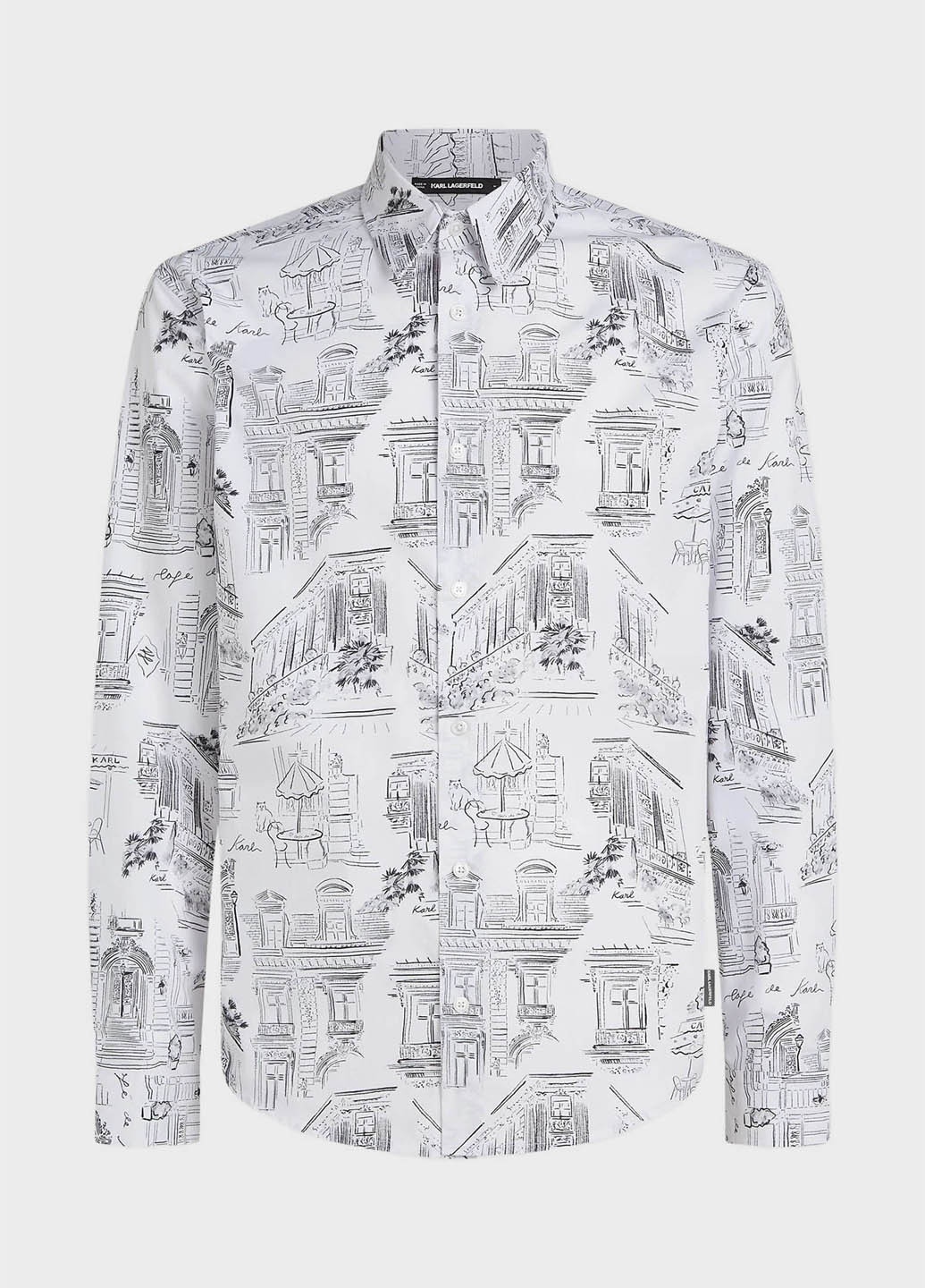 Белая классическая, кэжуал рубашка с рисунком Karl Lagerfeld