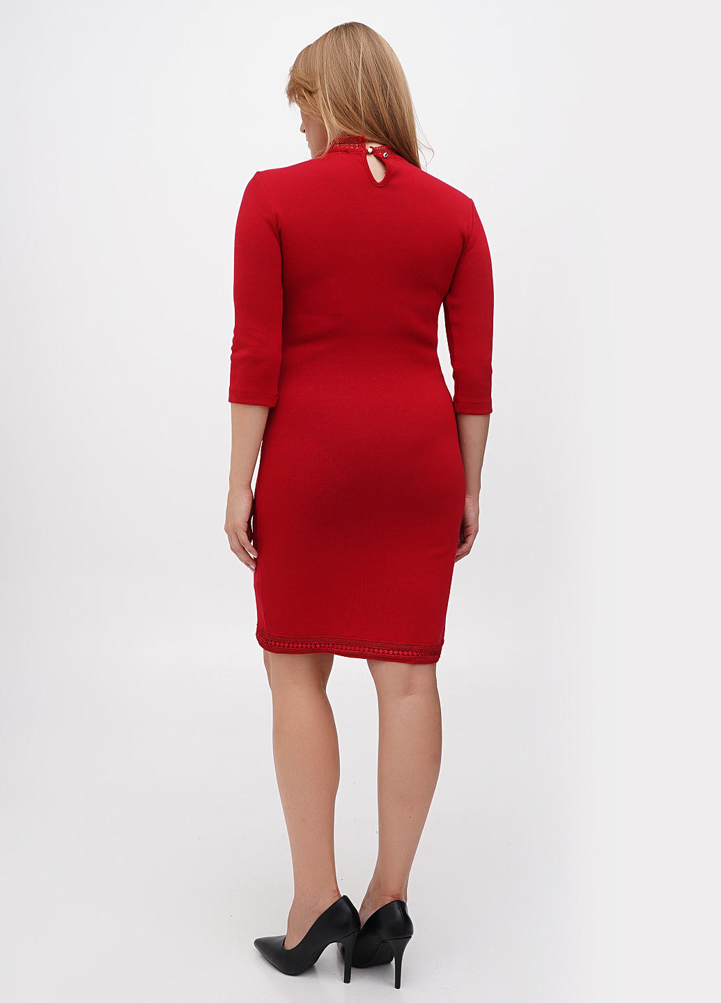 Красное кэжуал платье силуэтная Sassofono однотонное