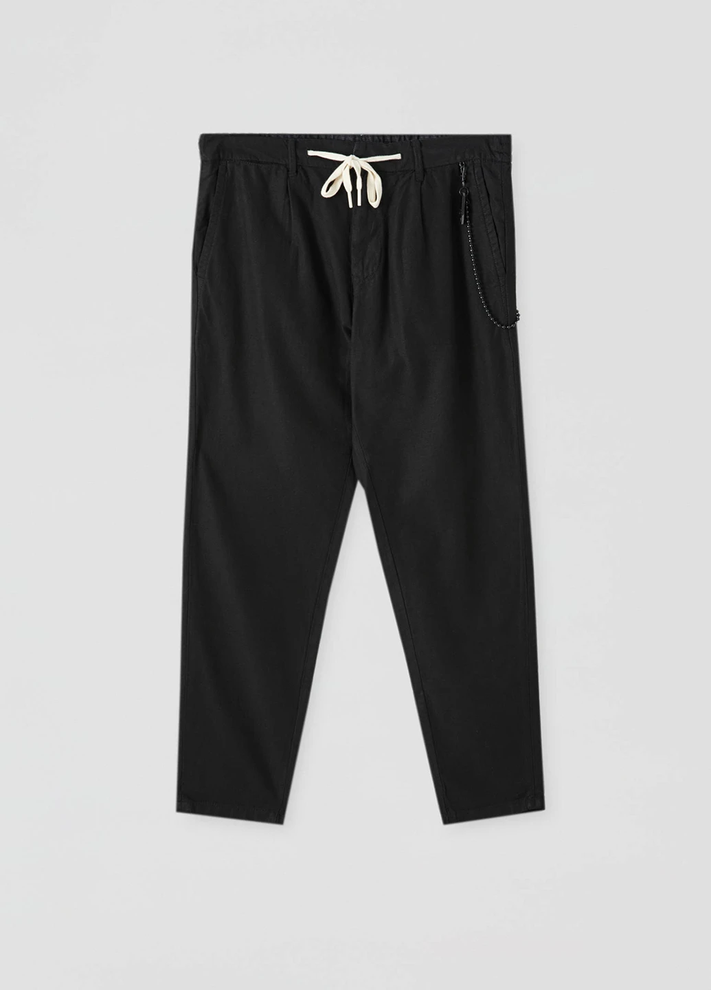 Черные кэжуал демисезонные укороченные, прямые брюки Pull & Bear