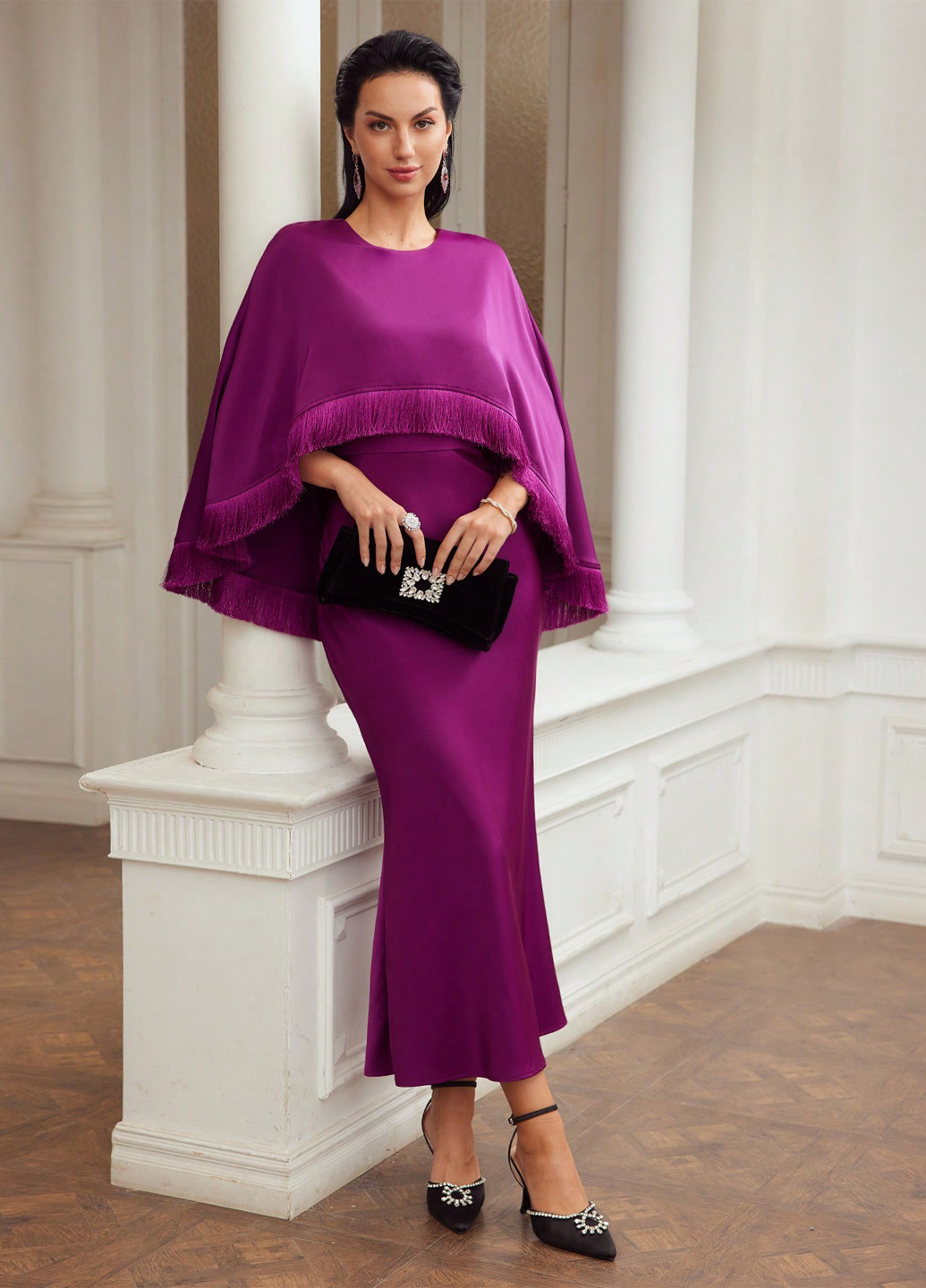 Фіолетова вечірня сукня SHEIN однотонна