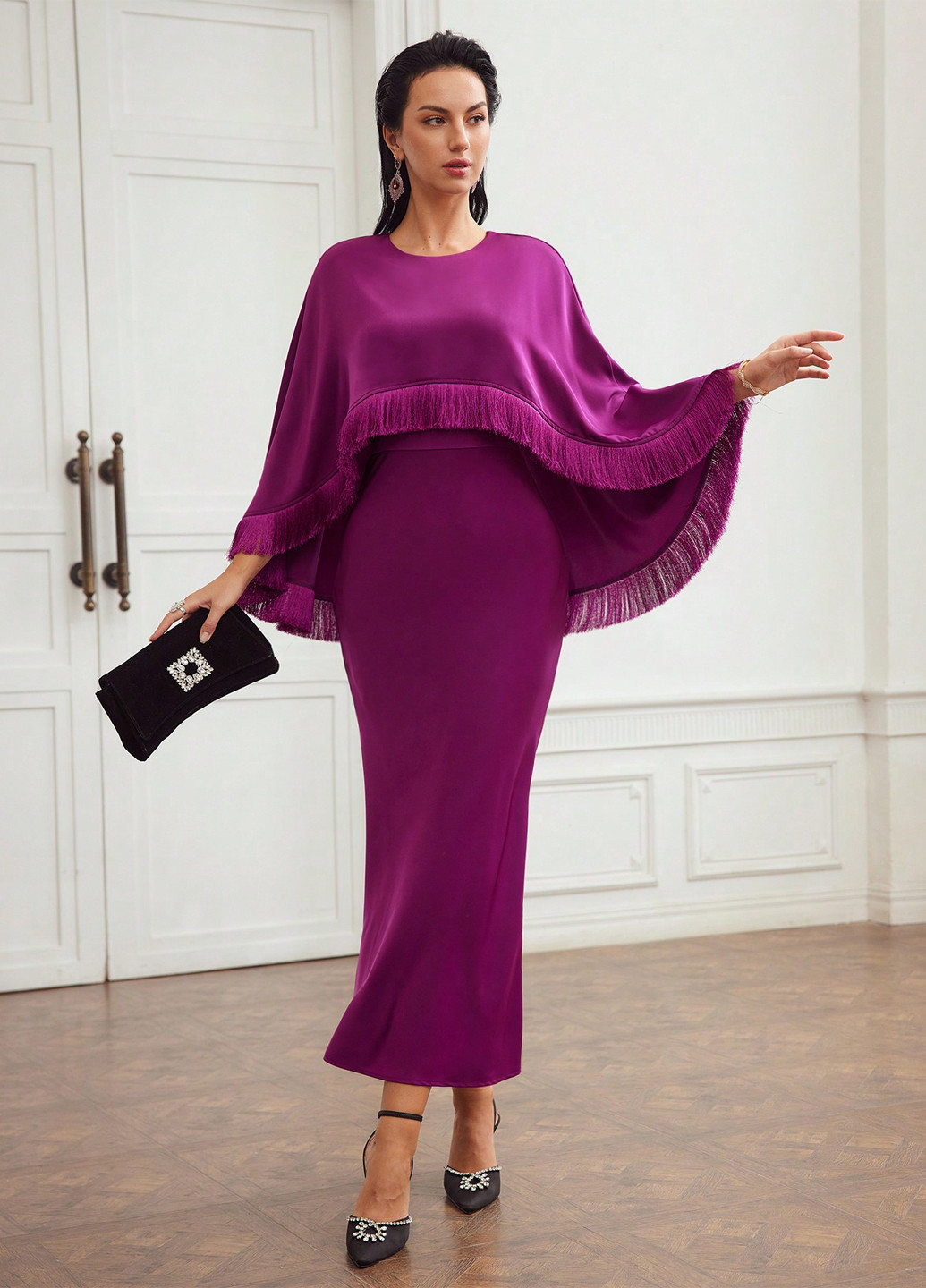 Фіолетова вечірня сукня SHEIN однотонна