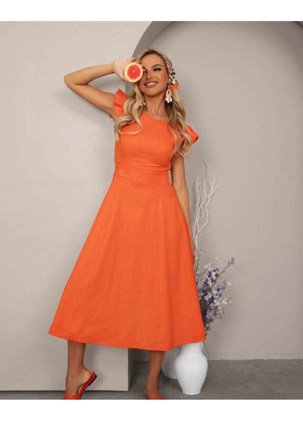 Оранжевое повседневный платье 12803 s белый ISSA PLUS однотонное