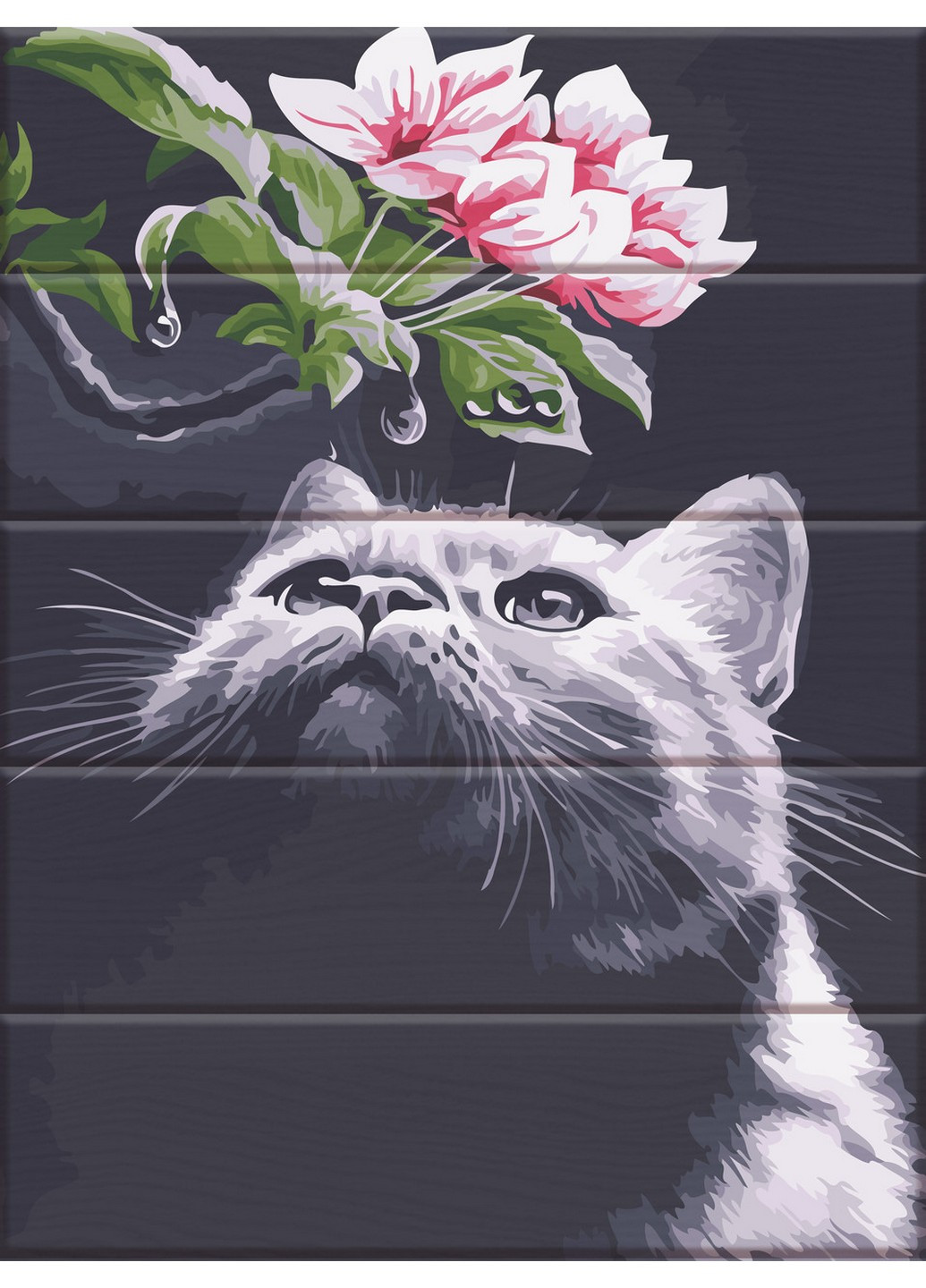 Картина за номерами на дереві "Кіт та магнолія" 30х40 см ArtStory (253102262)
