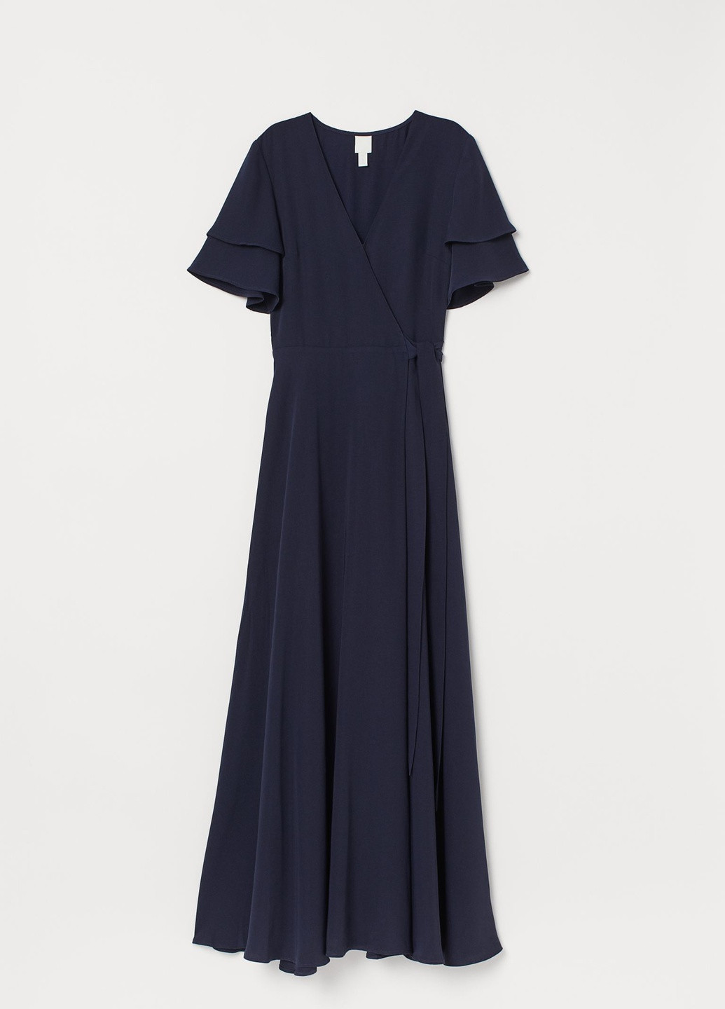 Темно-синее вечернее платье на запахе H&M однотонное