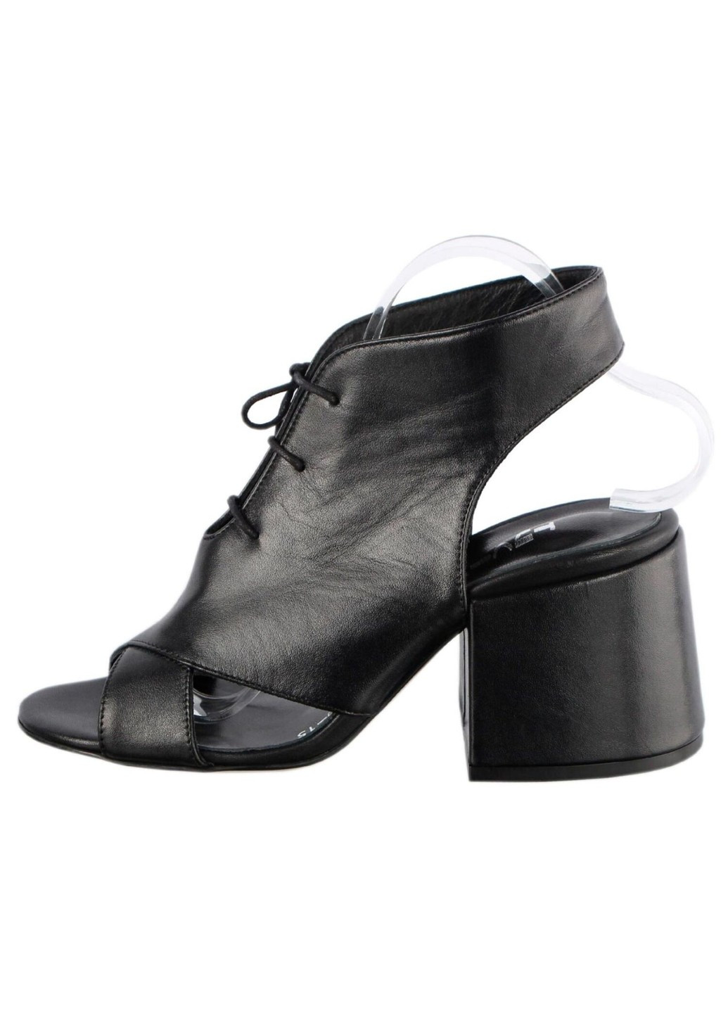 Черные женские босоножки на каблуке 195953, черный, 40, 2999860380330 Tucino на шнурках