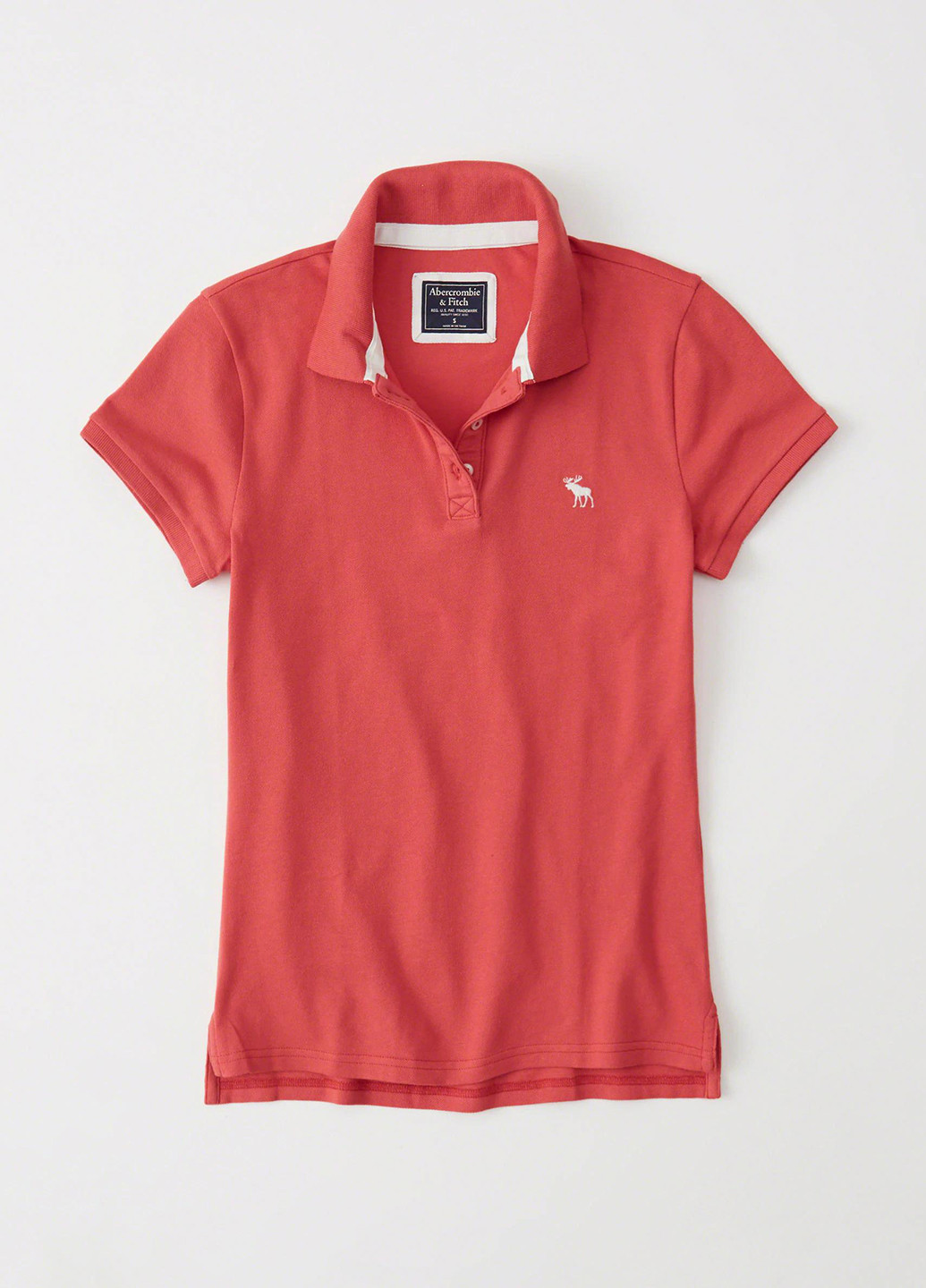 Красная женская футболка-поло Abercrombie & Fitch однотонная