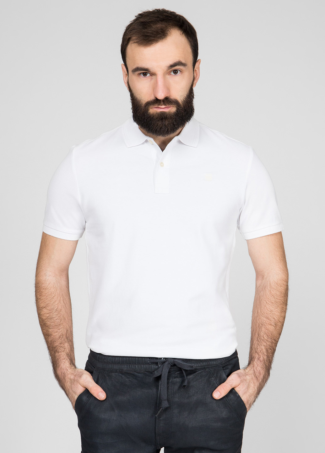 Белая футболка-поло для мужчин G-Star Raw однотонная