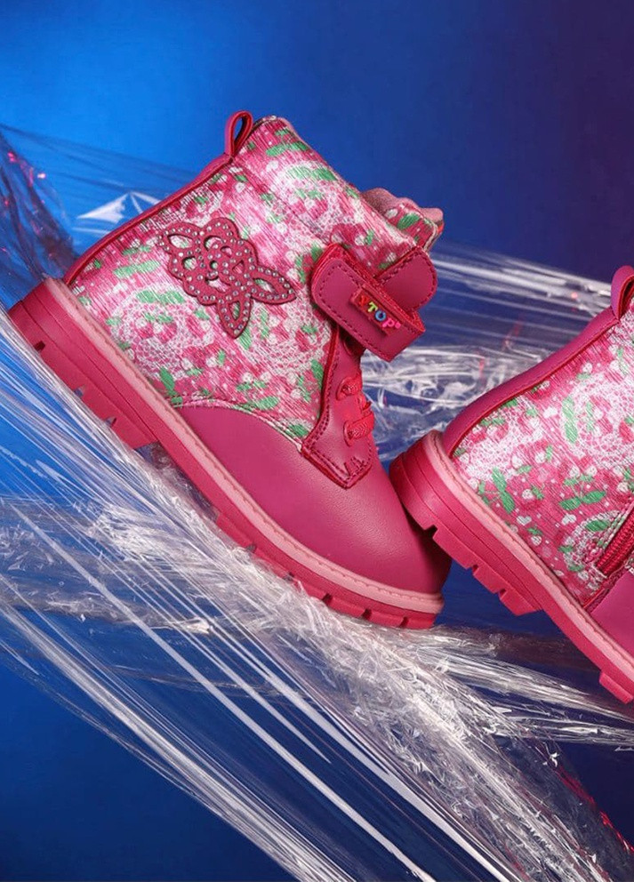Розовые кэжуал зимние ботинки детские для девочки розового цвета Let's Shop
