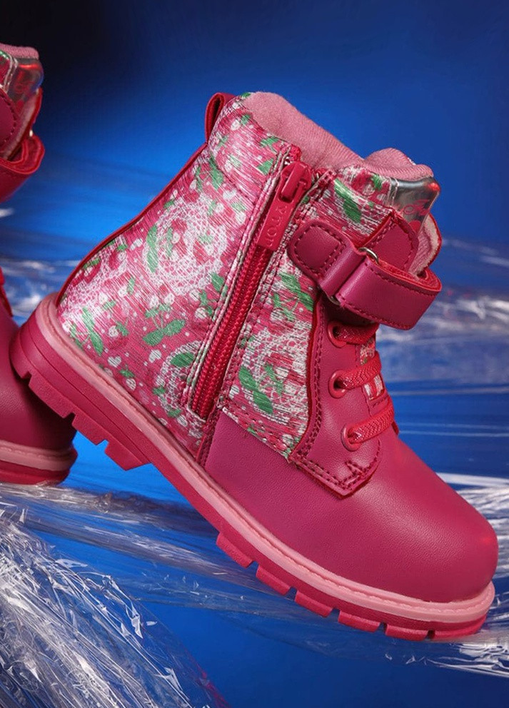 Розовые кэжуал зимние ботинки детские для девочки розового цвета Let's Shop