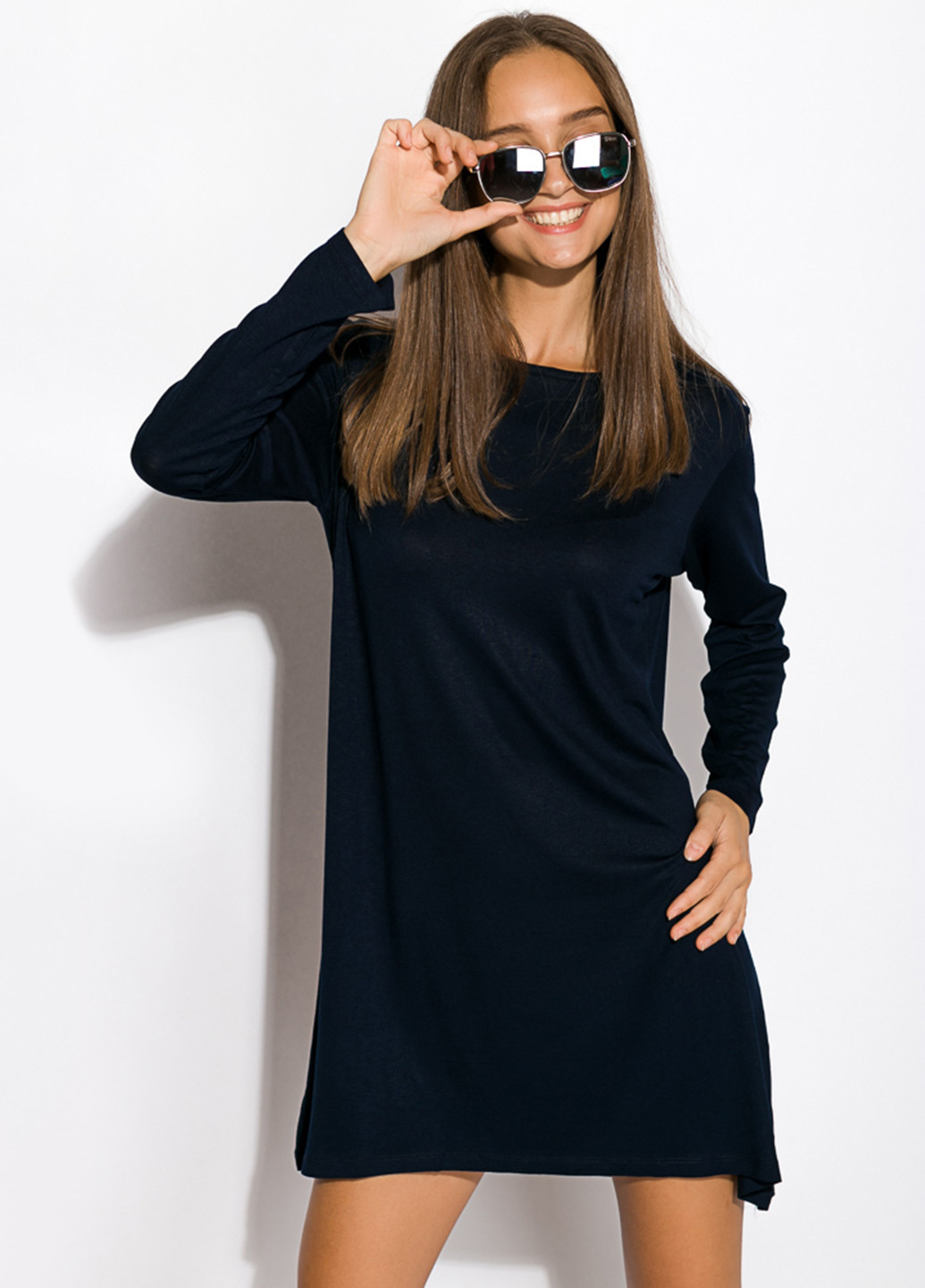 Темно-синя кежуал сукня а-силует Time of Style