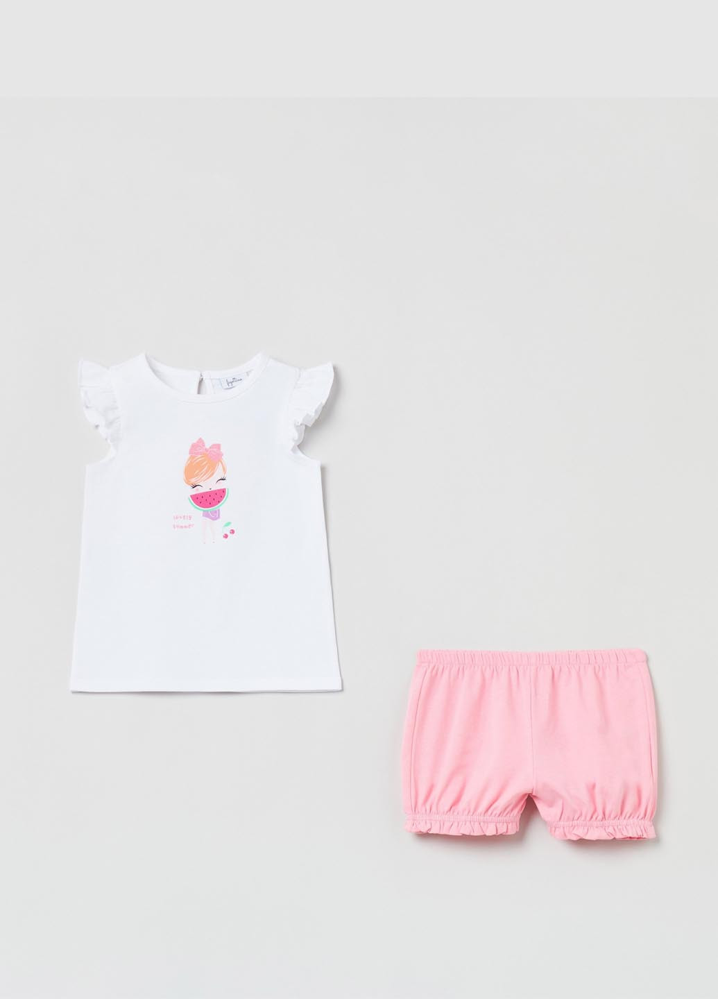 Белый летний комплект ( футболка, шорты) OVS