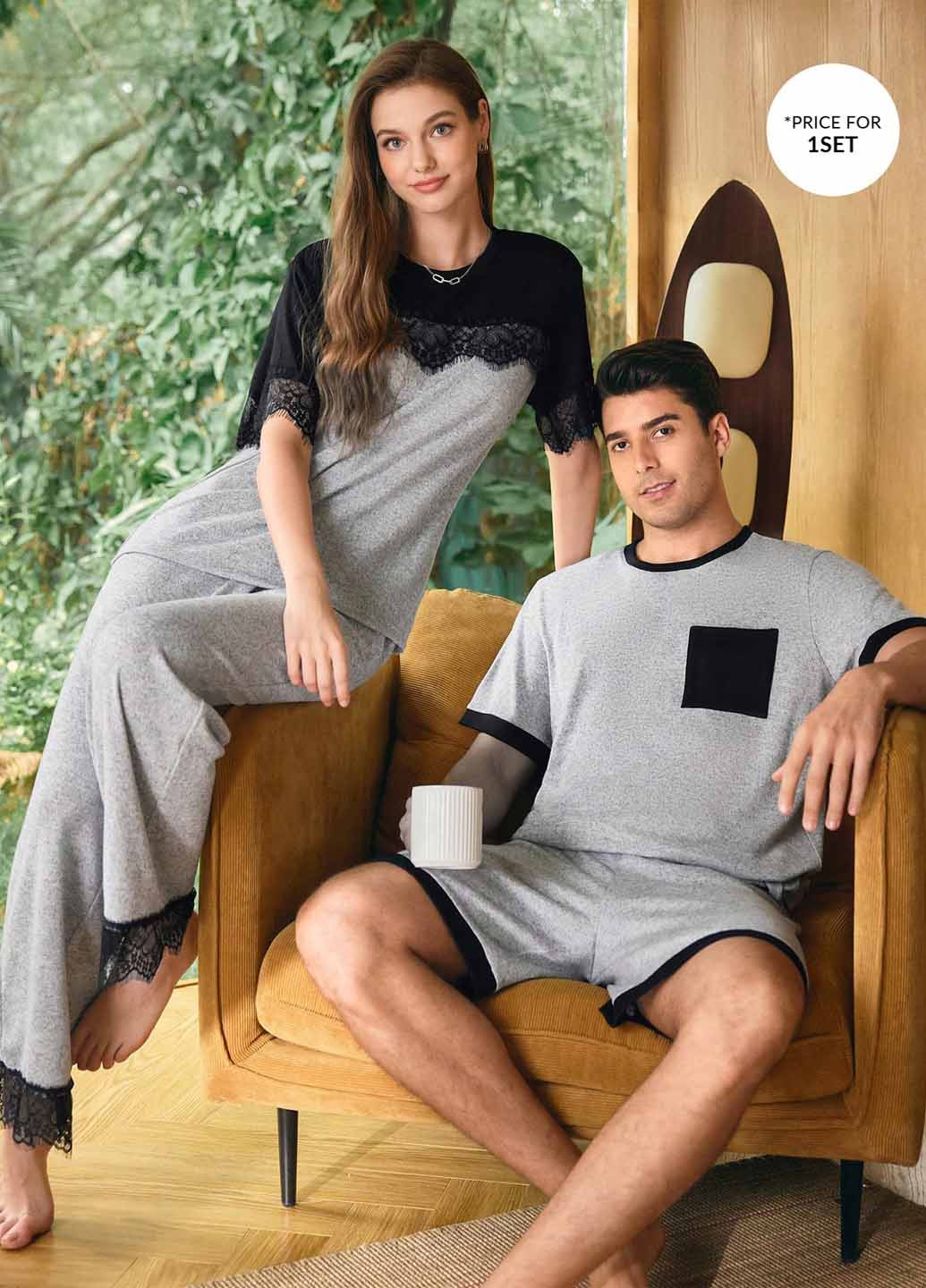 Сірий демісезонний костюм (футболка, шорти) SHEIN