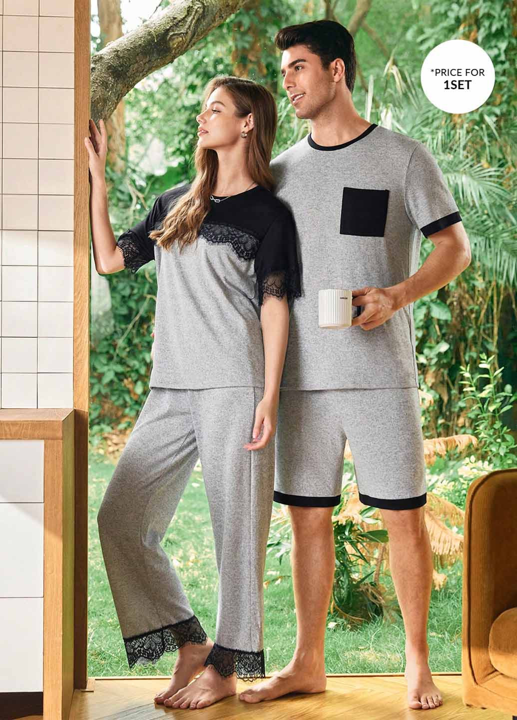 Сірий демісезонний костюм (футболка, шорти) SHEIN
