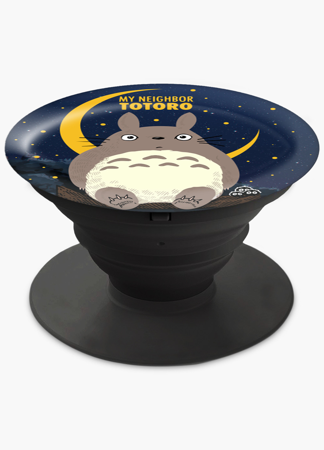 Попсокет (Popsockets) держатель для смартфона Мой сосед Тоторо (My Neighbor Totoro) (8754-2657) Черный MobiPrint (216836448)