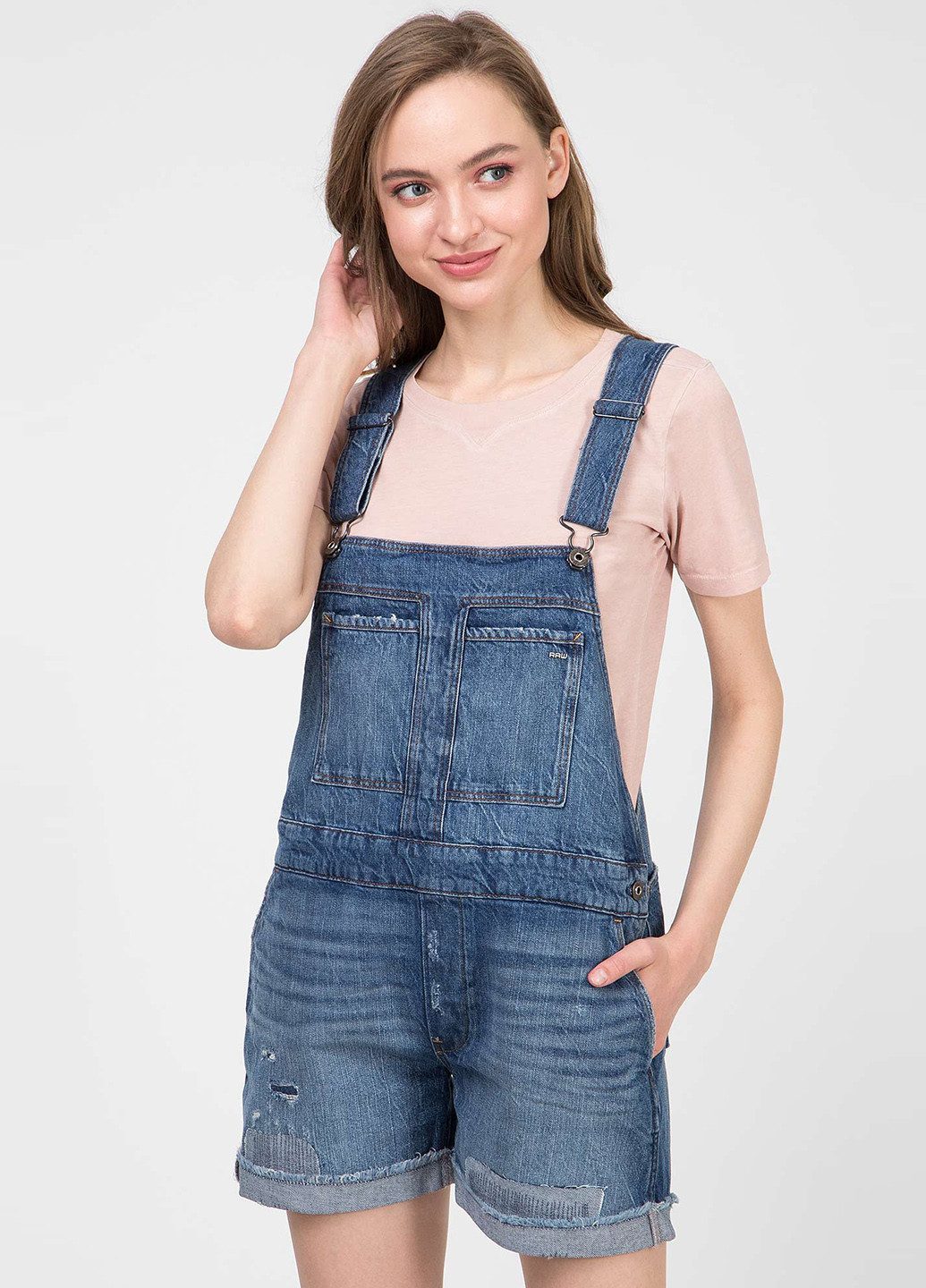 Комбінезон G-Star Raw комбінезон-шорти однотонний синій джинсовий бавовна