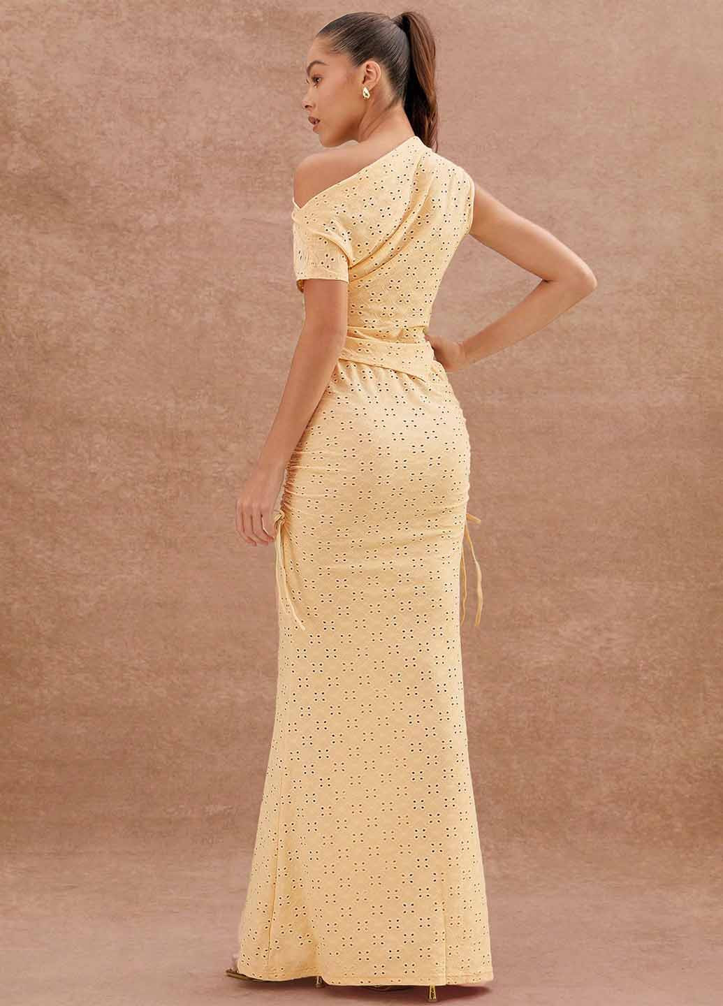 Светло-желтая вечерний, кэжуал однотонная юбка SHEIN годе