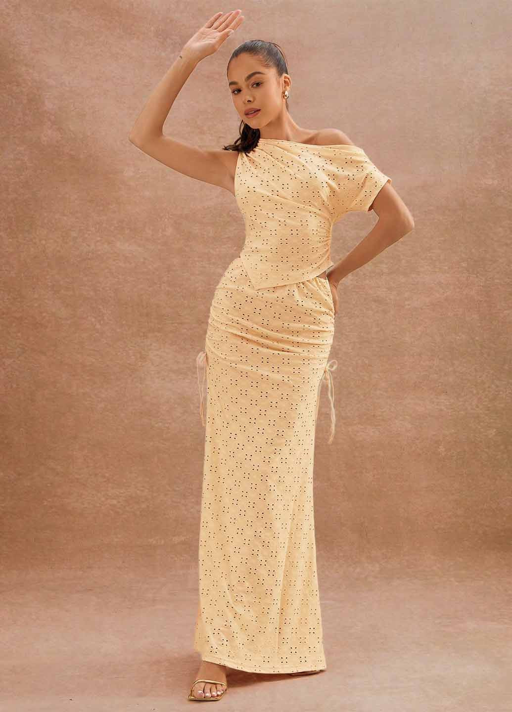 Светло-желтая вечерний, кэжуал однотонная юбка SHEIN годе