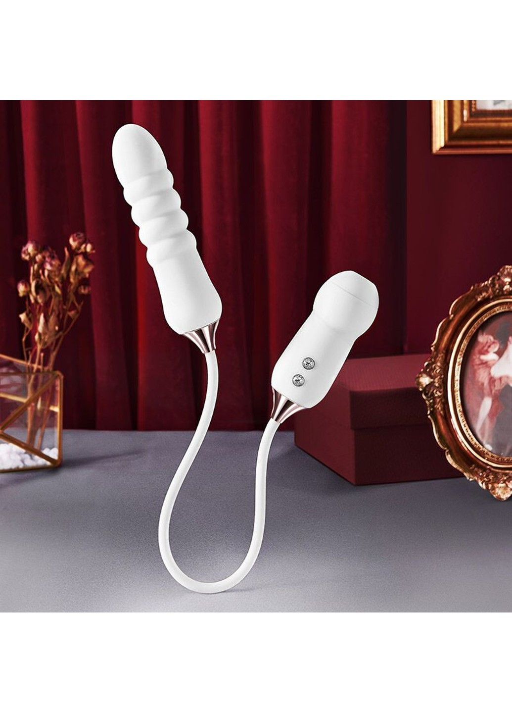 Пульсатор з вакуумним стимулятором Cathy White на гнучкому з'єднанні KisToy (254734235)