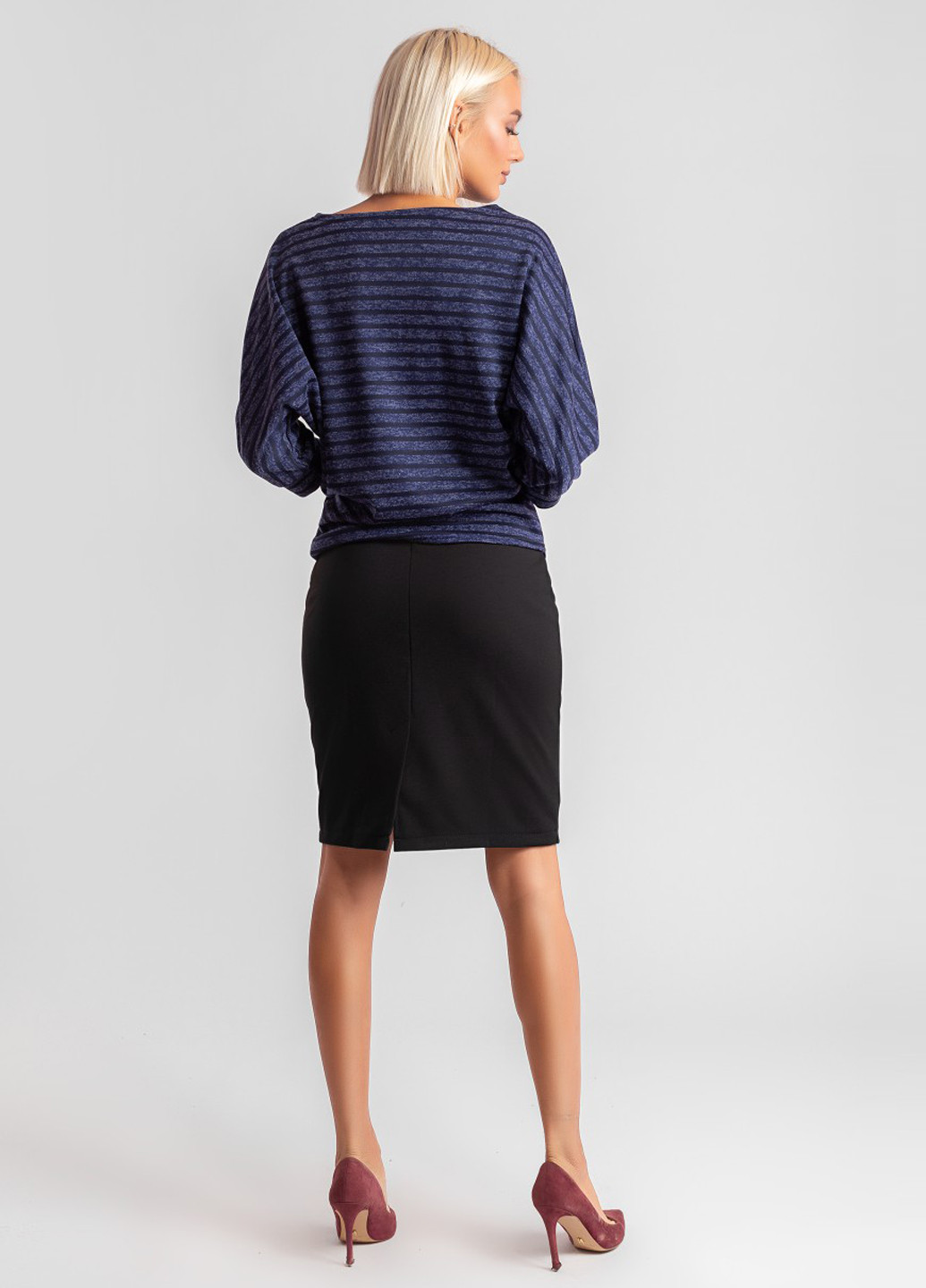 Костюм (блуза, юбка) Charm Collection юбочный полоска тёмно-синий кэжуал
