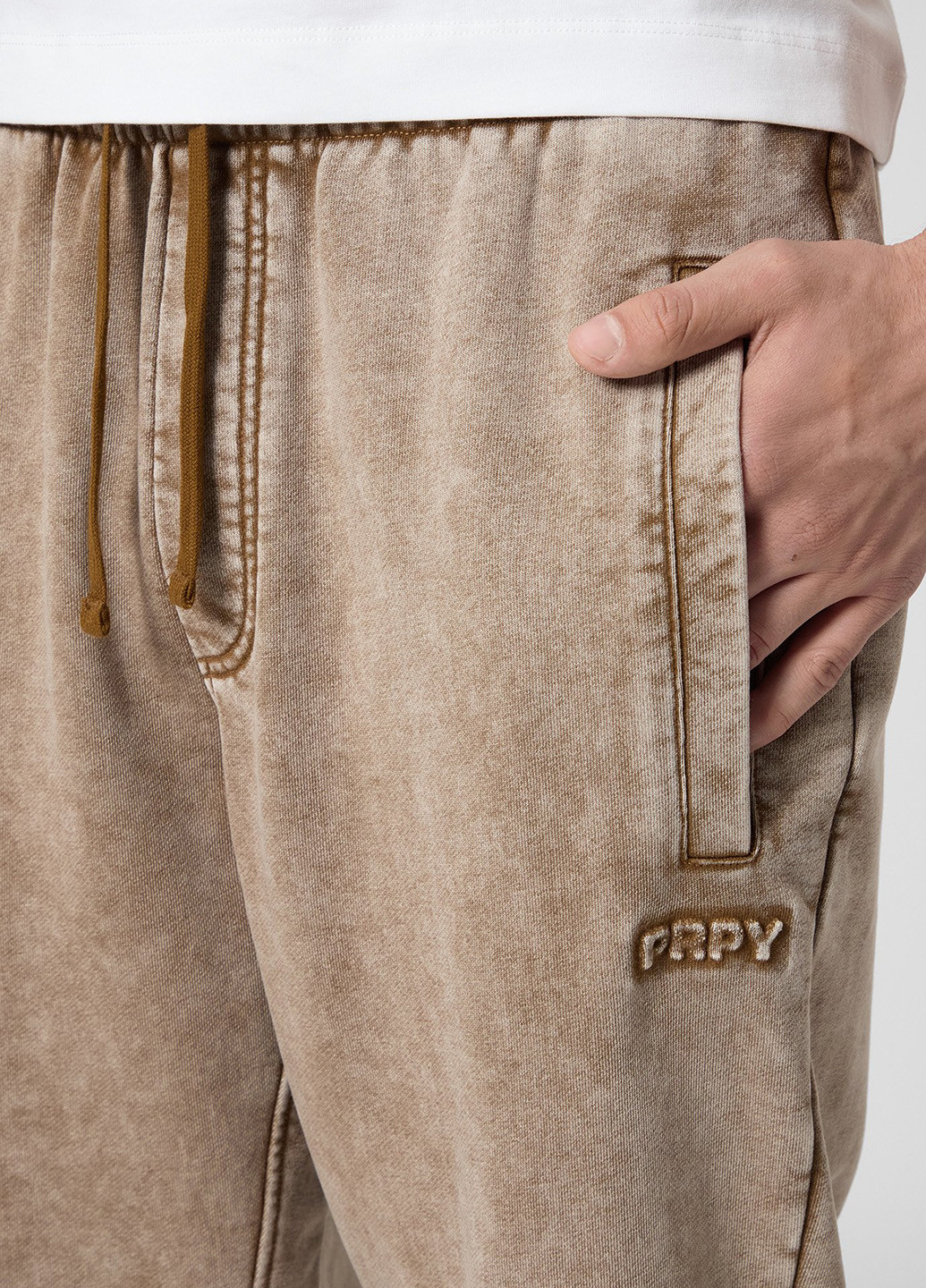 Бежевые спортивные демисезонные джоггеры брюки PRPY