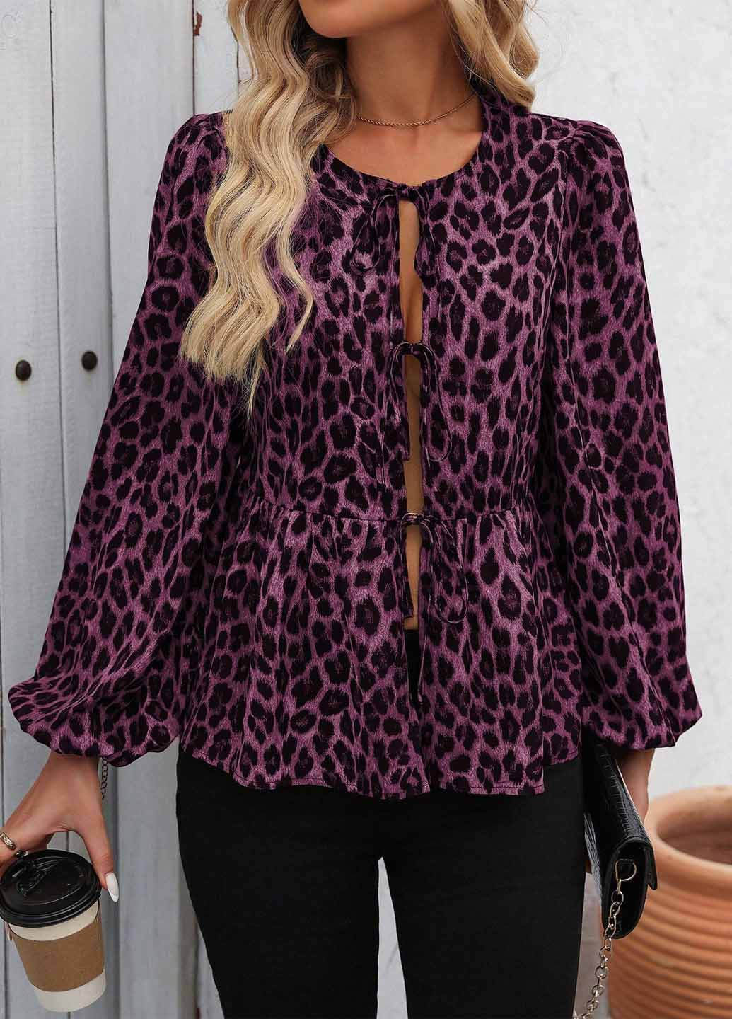 Фуксія блуза з баскою SHEIN