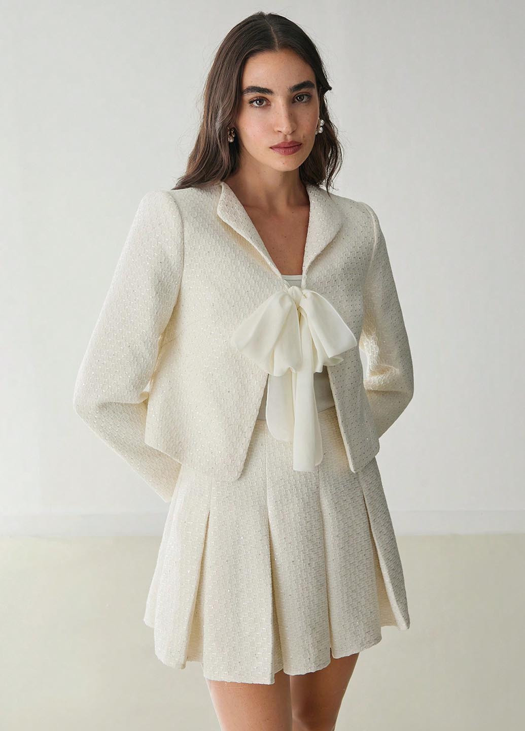 Белая кэжуал однотонная юбка SHEIN плиссе