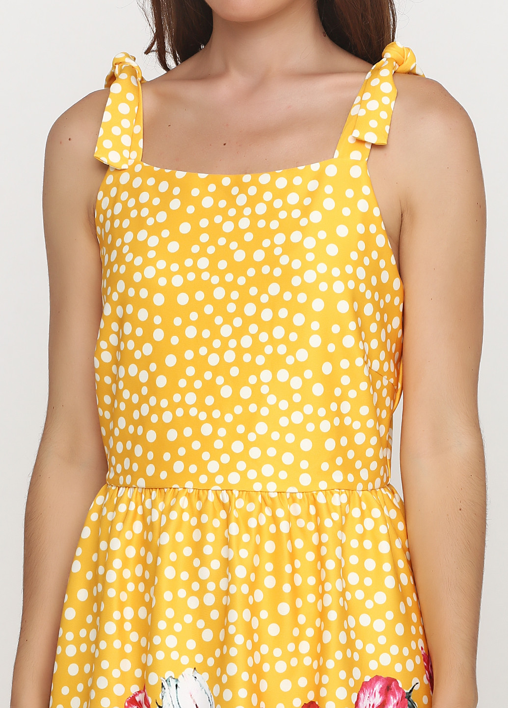 Желтое кэжуал платье платье-майка Flirt с цветочным принтом