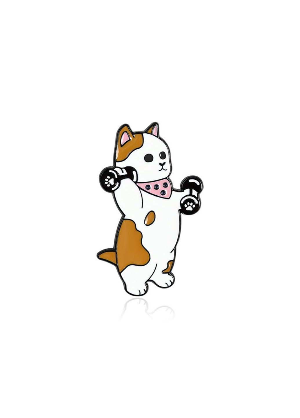 Брошь-значок Фитнес Кот с гантелями Broshe BRGV111513 (253615244)