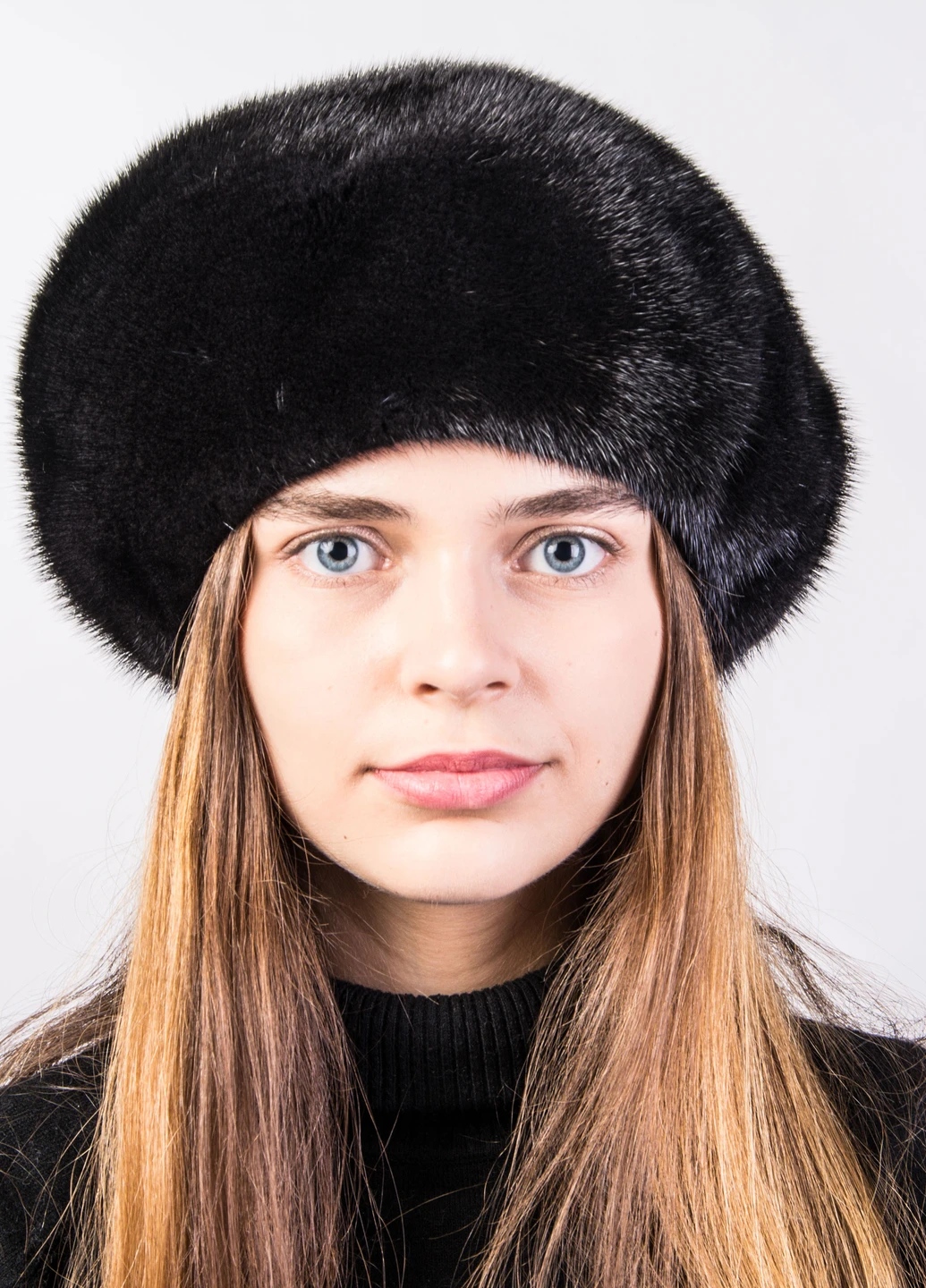 Женский норковый цельный берет Меховой Стиль Стразы (246529613)