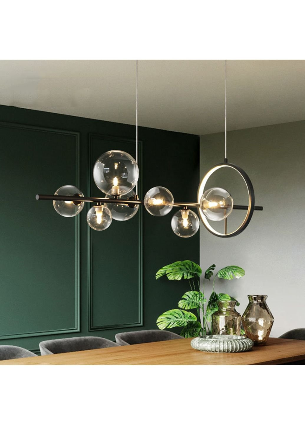 Люстра потолочная подвесная на 7 лампочек AT33/7-bk-k Черный 30х30х90 см. Sunnysky (253628928)