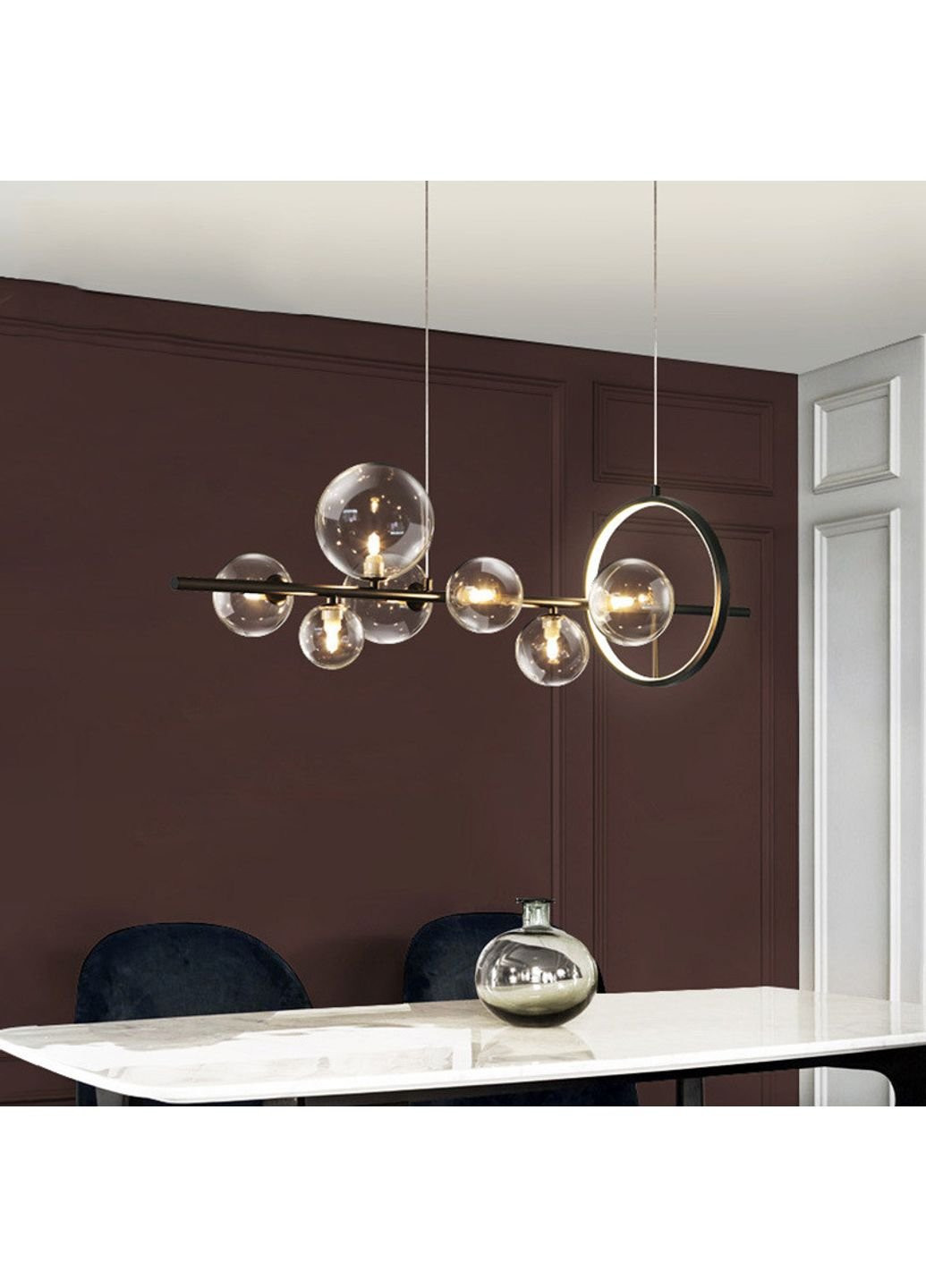 Люстра потолочная подвесная на 7 лампочек AT33/7-bk-k Черный 30х30х90 см. Sunnysky (253628928)