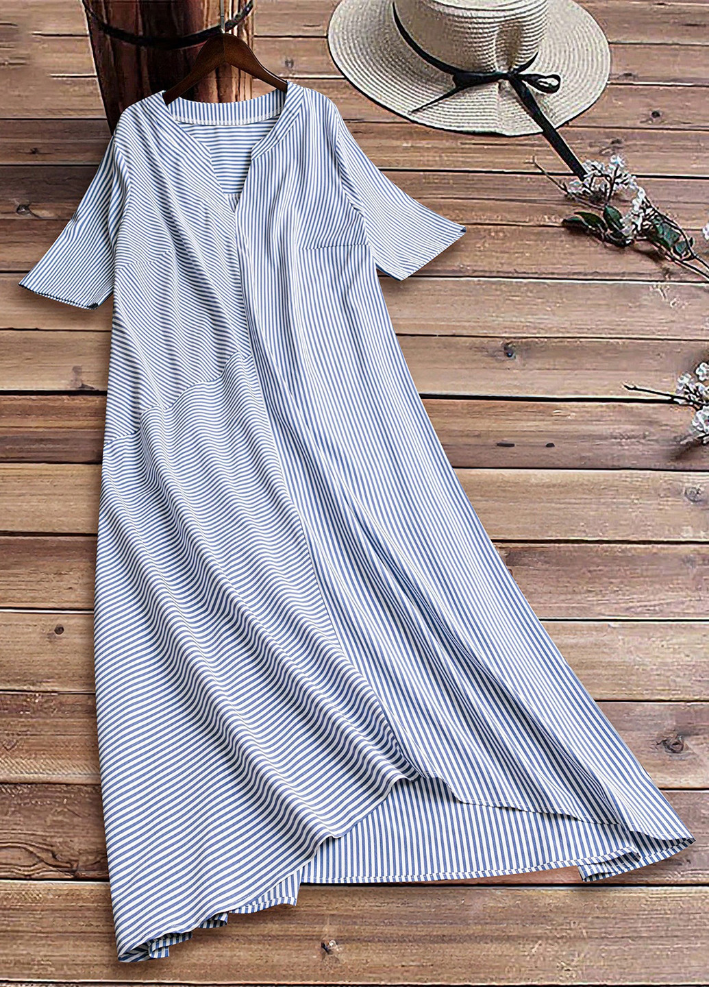 Комбинированное кэжуал платье а-силуэт SHEIN в полоску