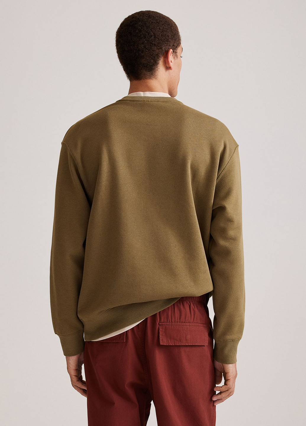 Хакі світшот H&M малюнок без декору (302883285)