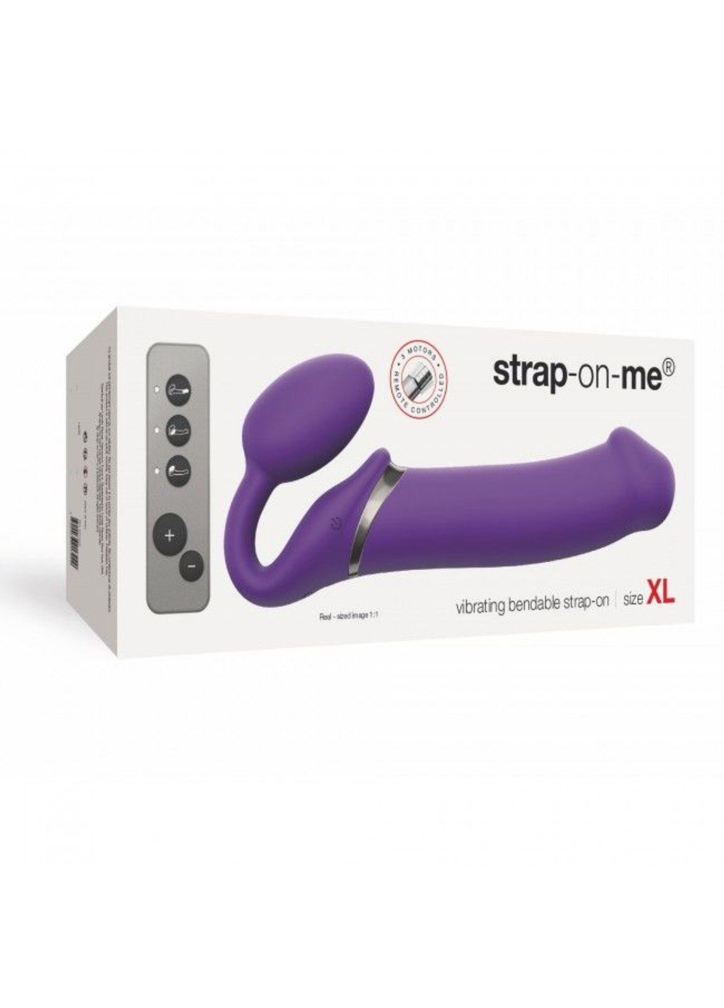 Безремневой страпон с вибрацией Vibrating Violet XL, диаметр 4,5см, пульт ДУ, регулируем Strap-On-Me (256537659)