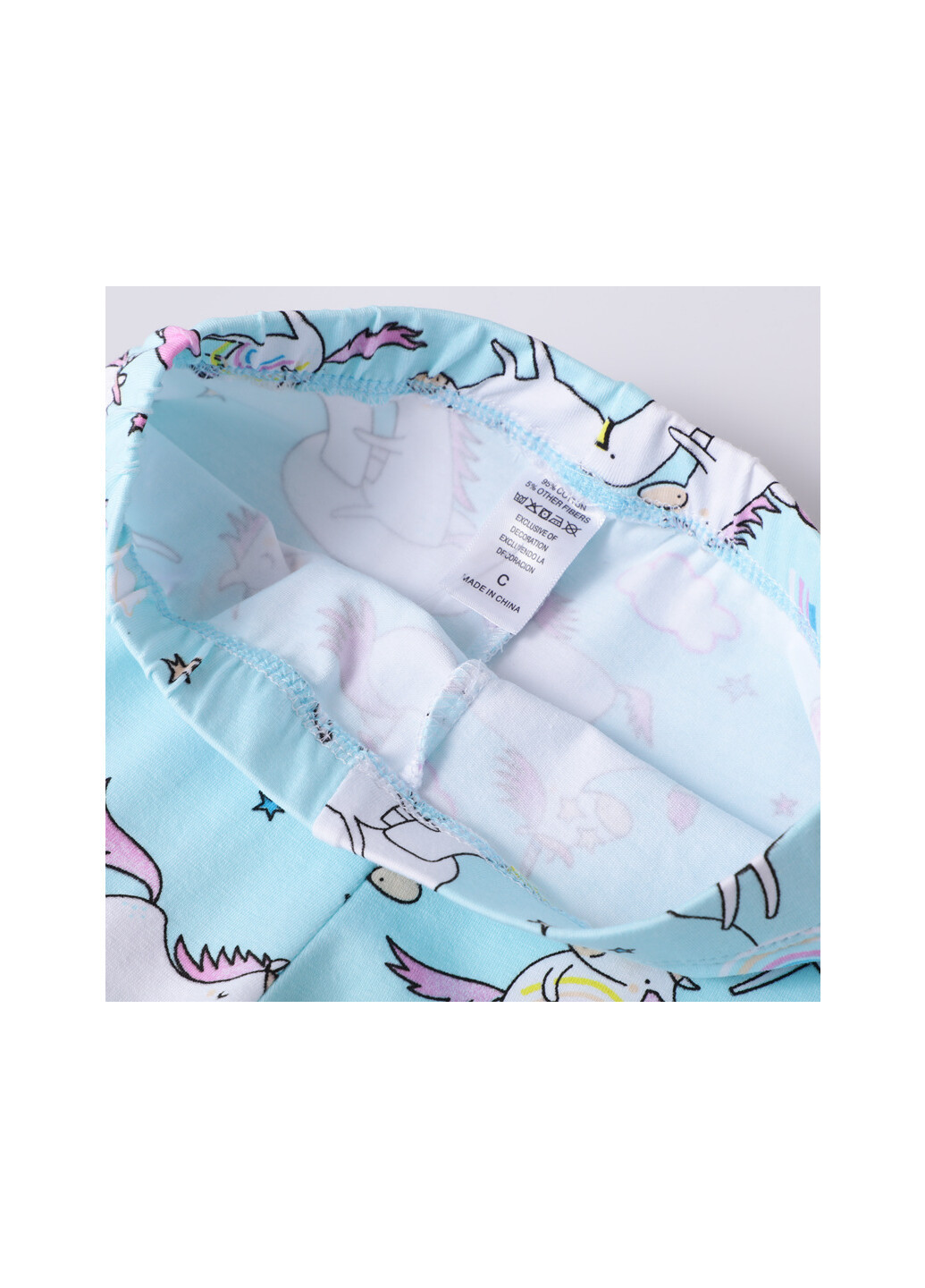 Легінси для дівчинки із зображенням єдинорога блакитні Fat unicorn Berni kids 57883 (248599415)